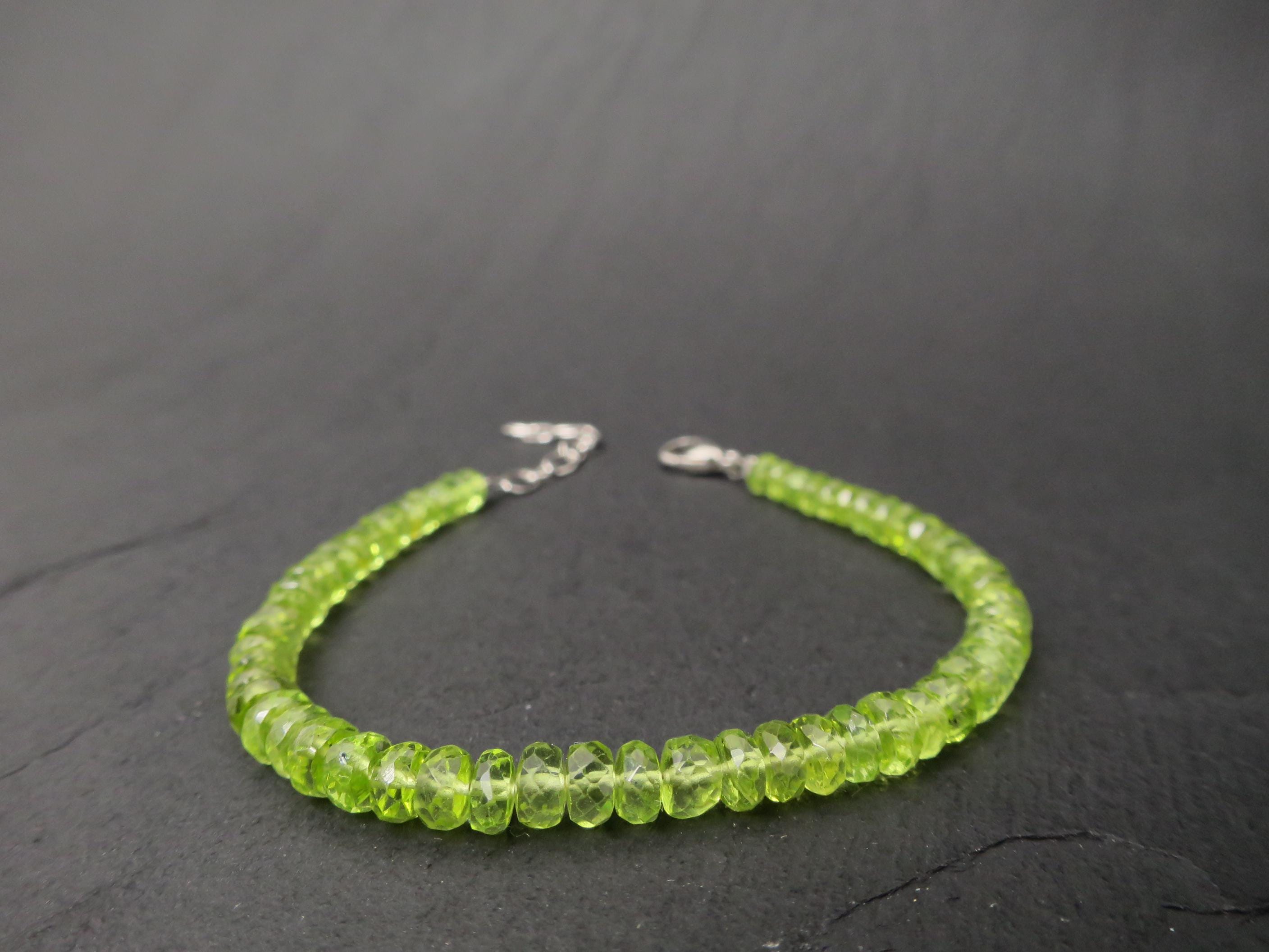 Peridot Armband grünes Edelsteinarmband 17,5 - 21cm