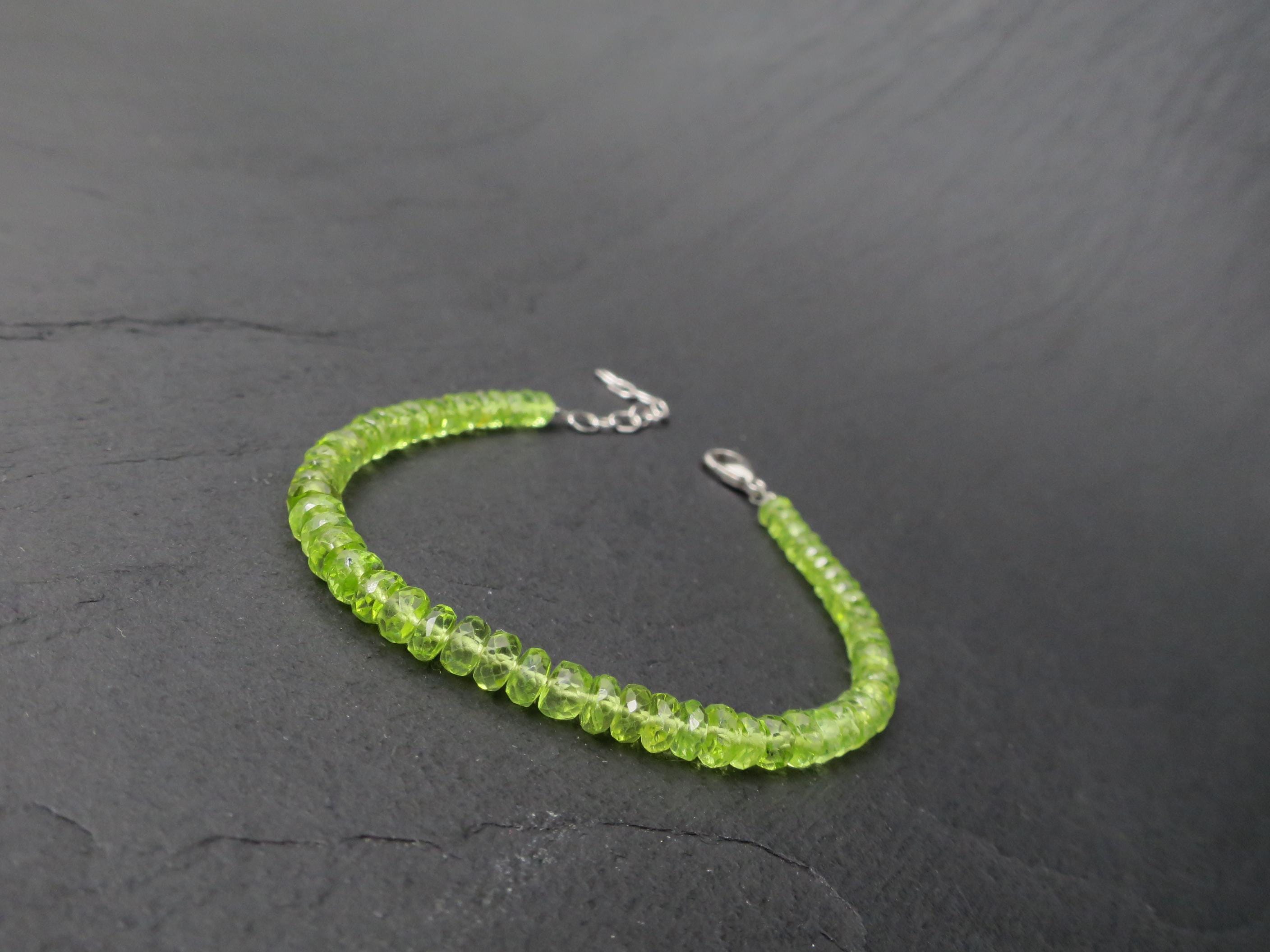 Peridot Armband grünes Edelsteinarmband 17,5 - 21cm