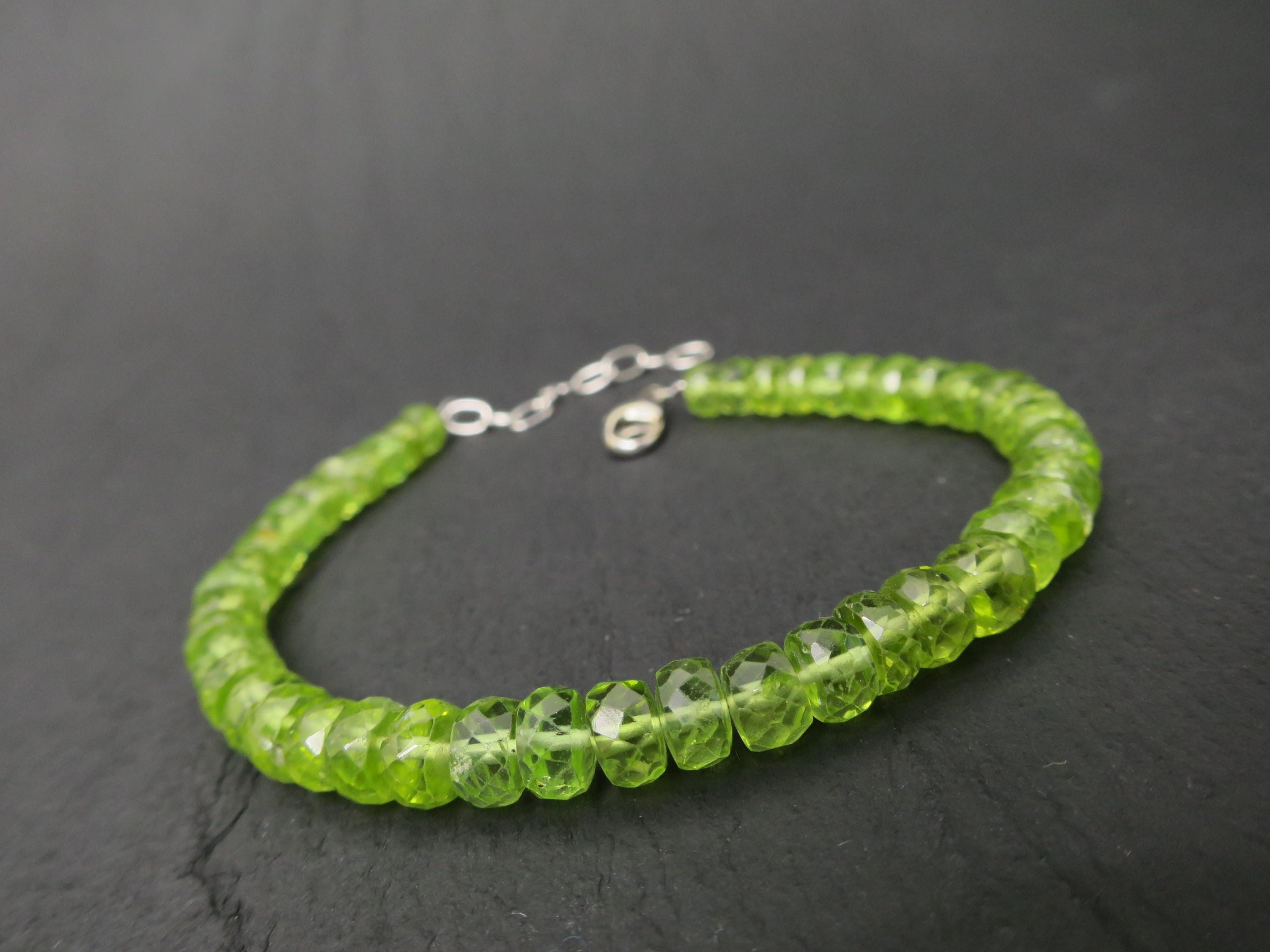Peridot Armband grünes Edelsteinarmband 18,5 - 22cm