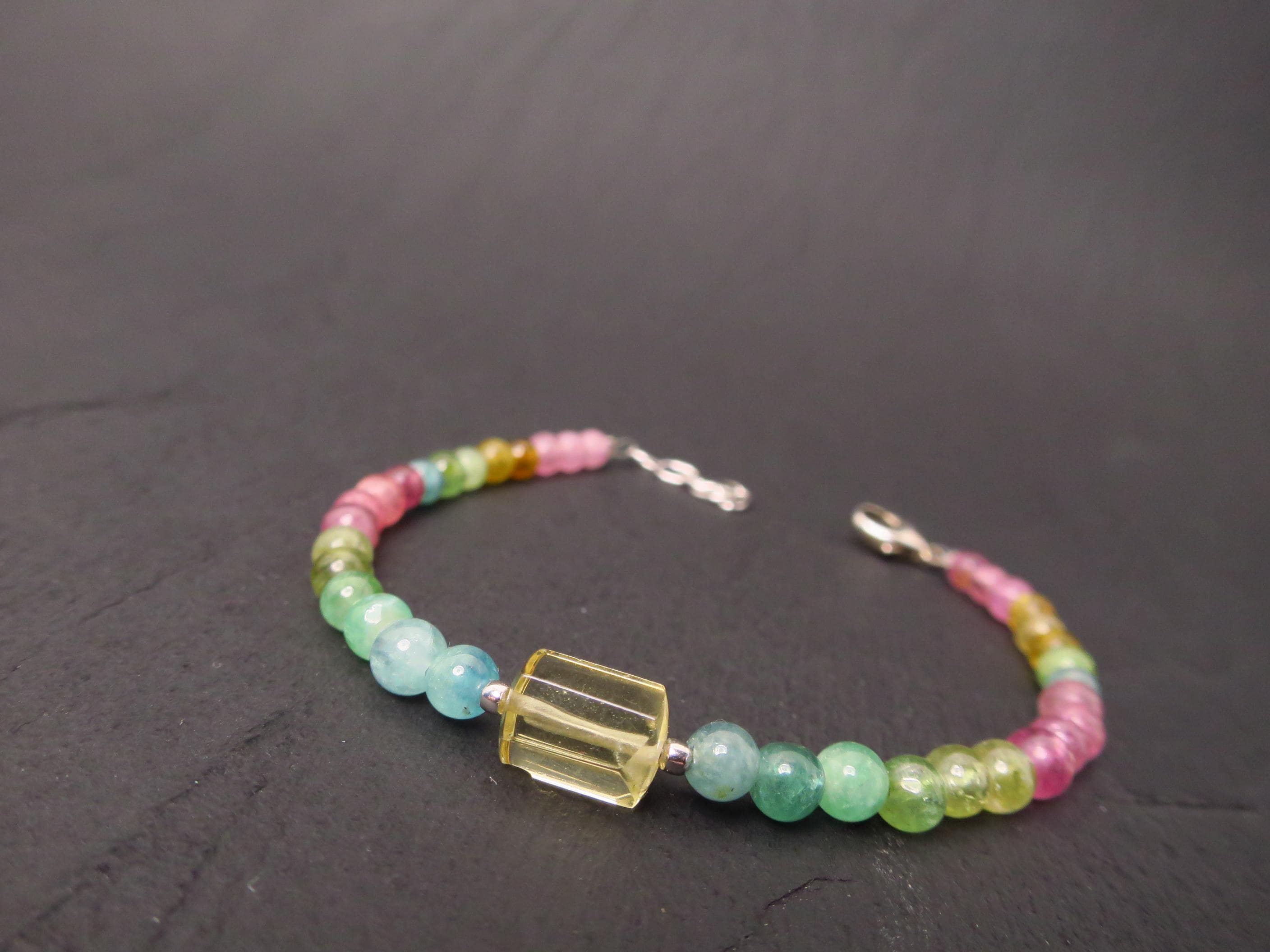 Turmalin Armband multicolor Heliodor Sterling Silber