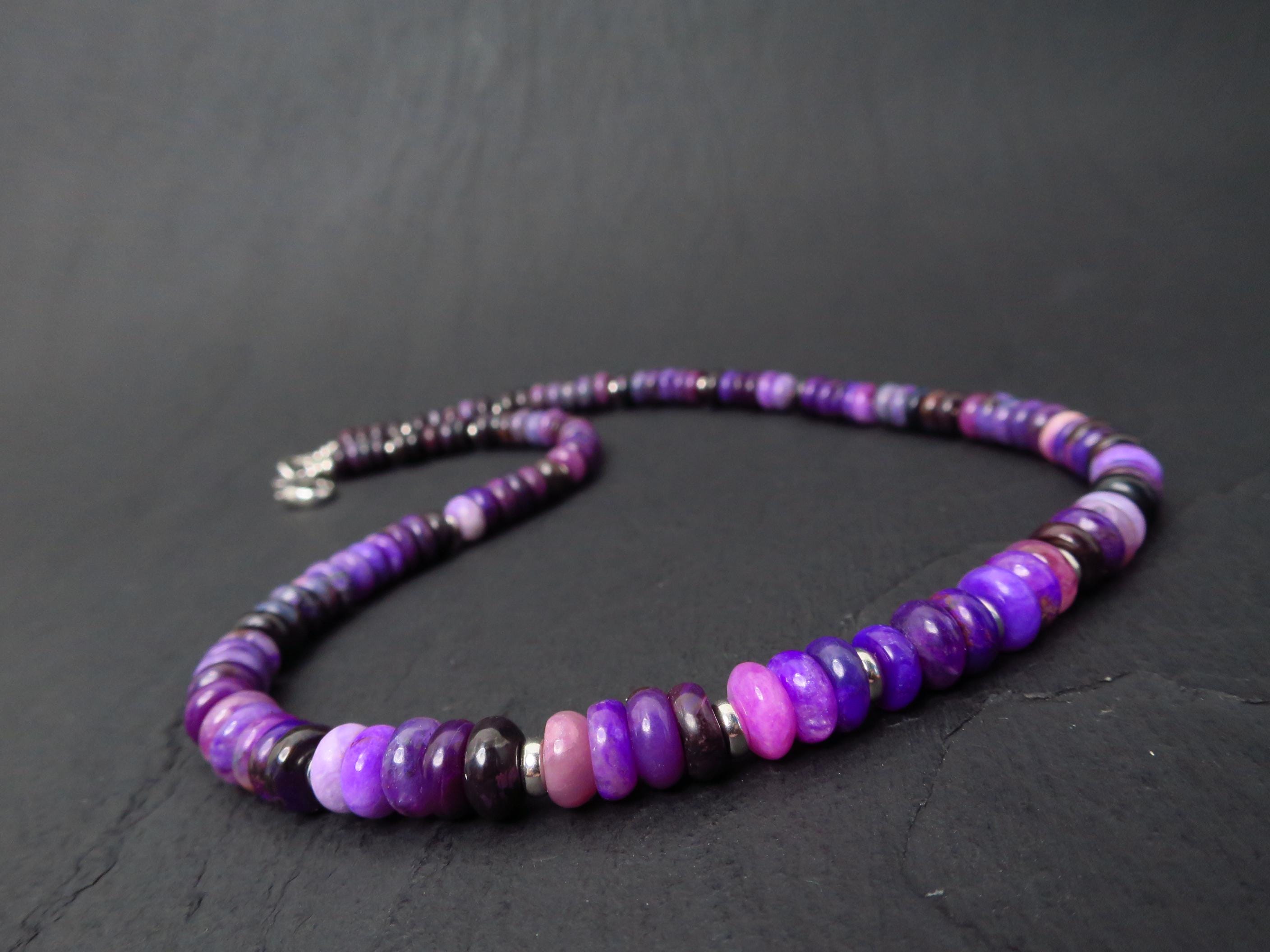 Sugilith Kette Silber 48,5cm AAA Edelsteinkette