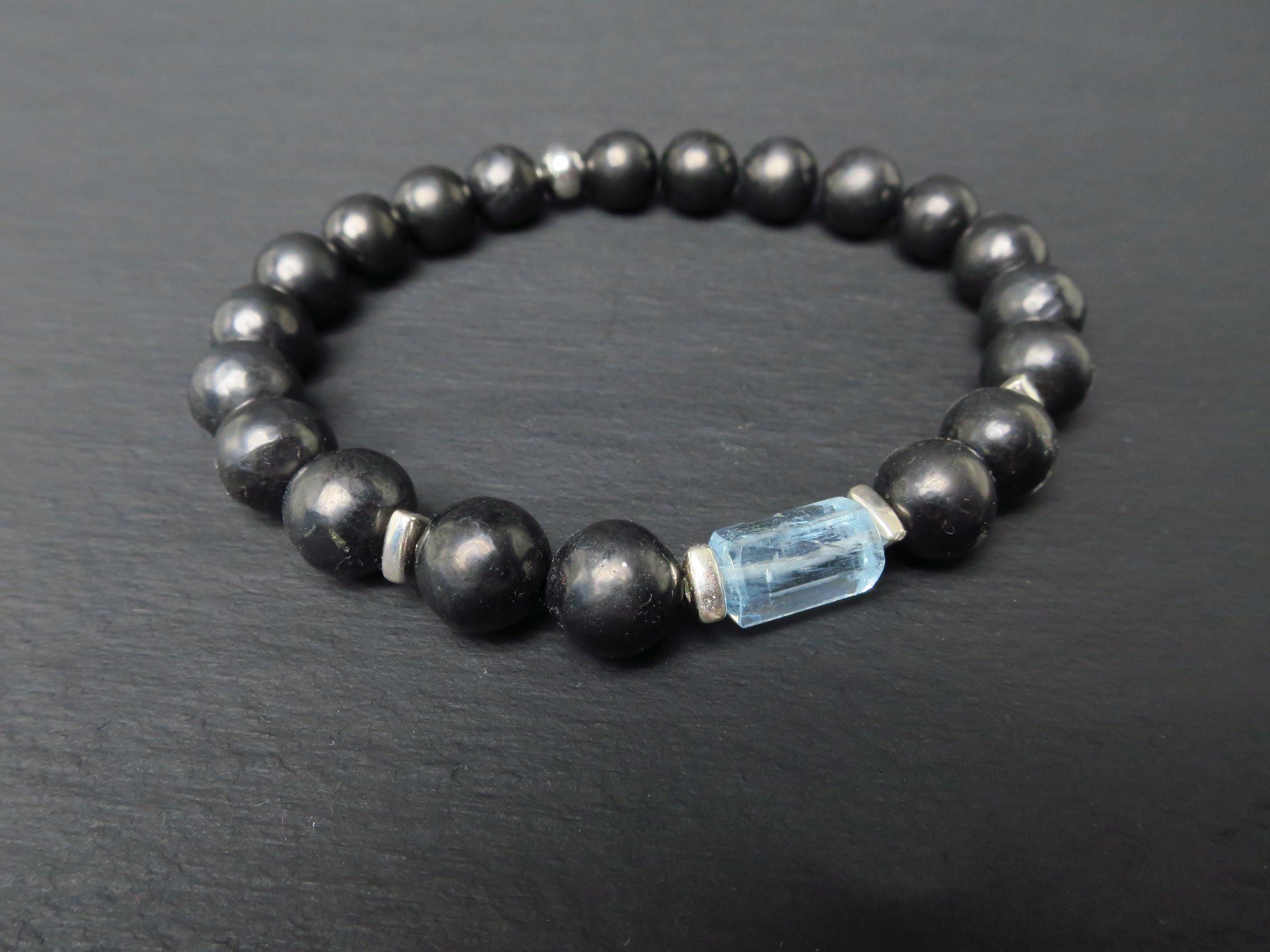 Aquamarin Armband mit Schungit für Männer und Frauen