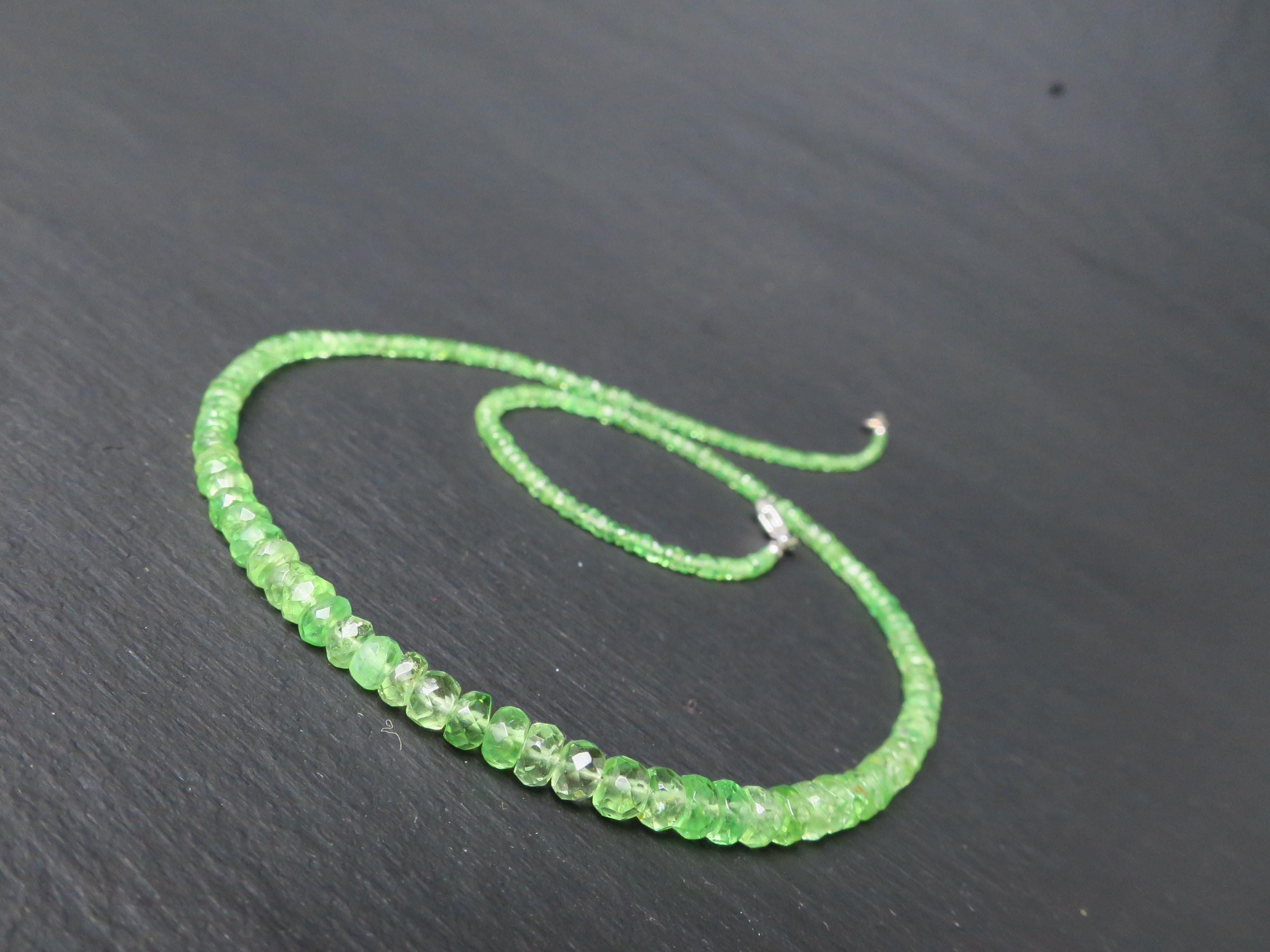 Tsavorit Kette grüner Granat 43cm Sterling Silber