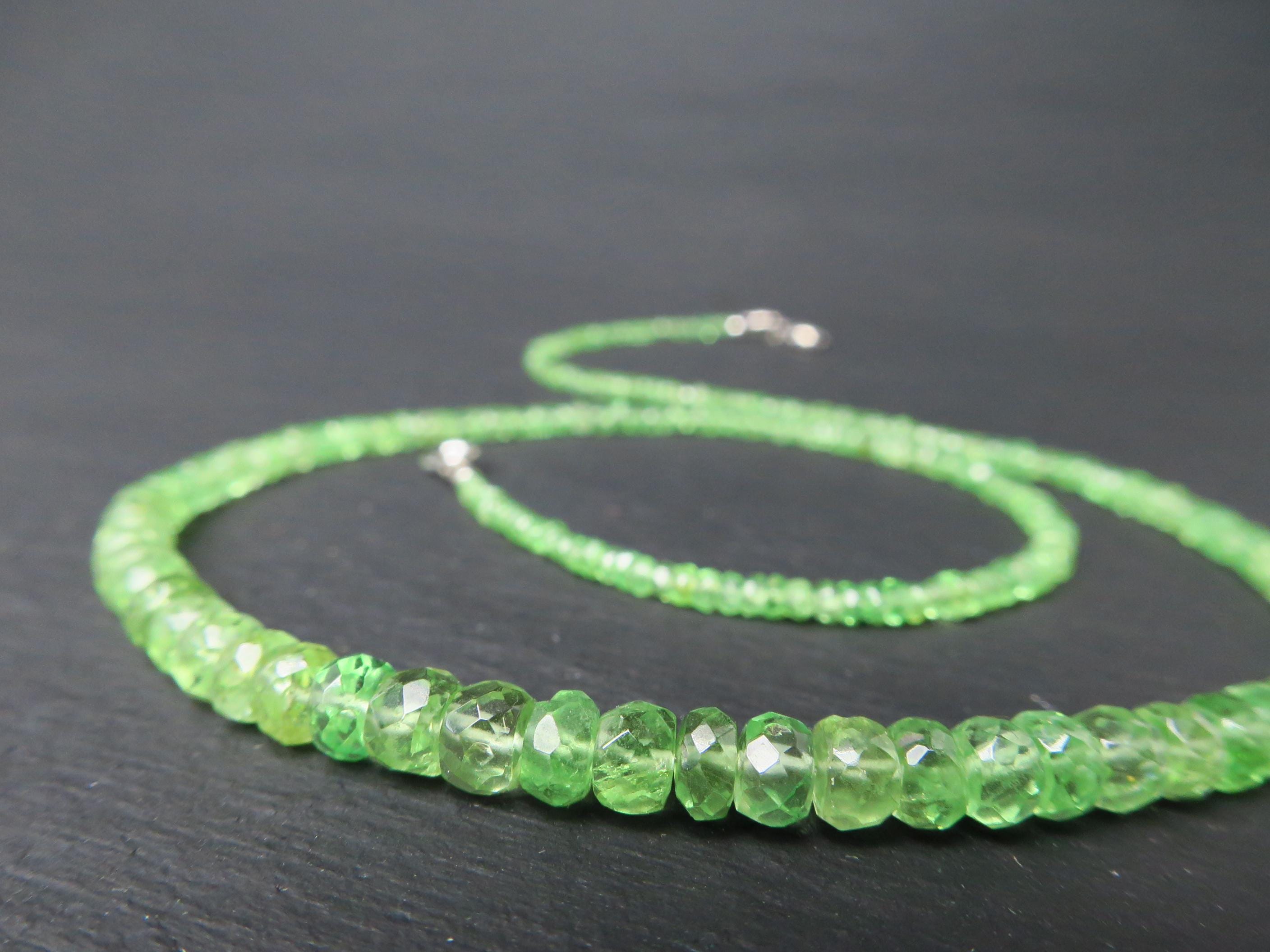 Tsavorit Kette grüner Granat 43cm Sterling Silber