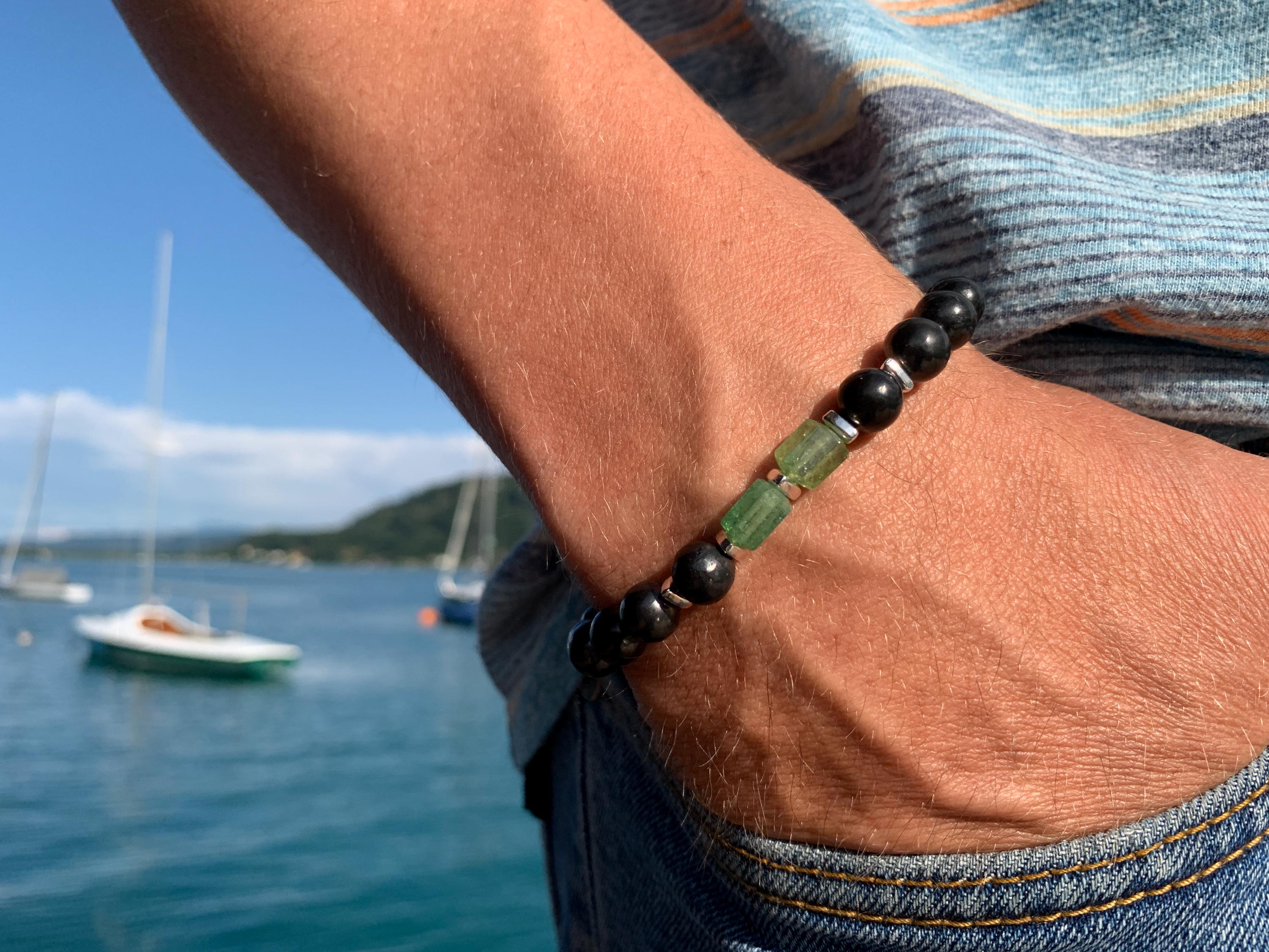 Turmalin Armband mit Schungit für Männer und Frauen