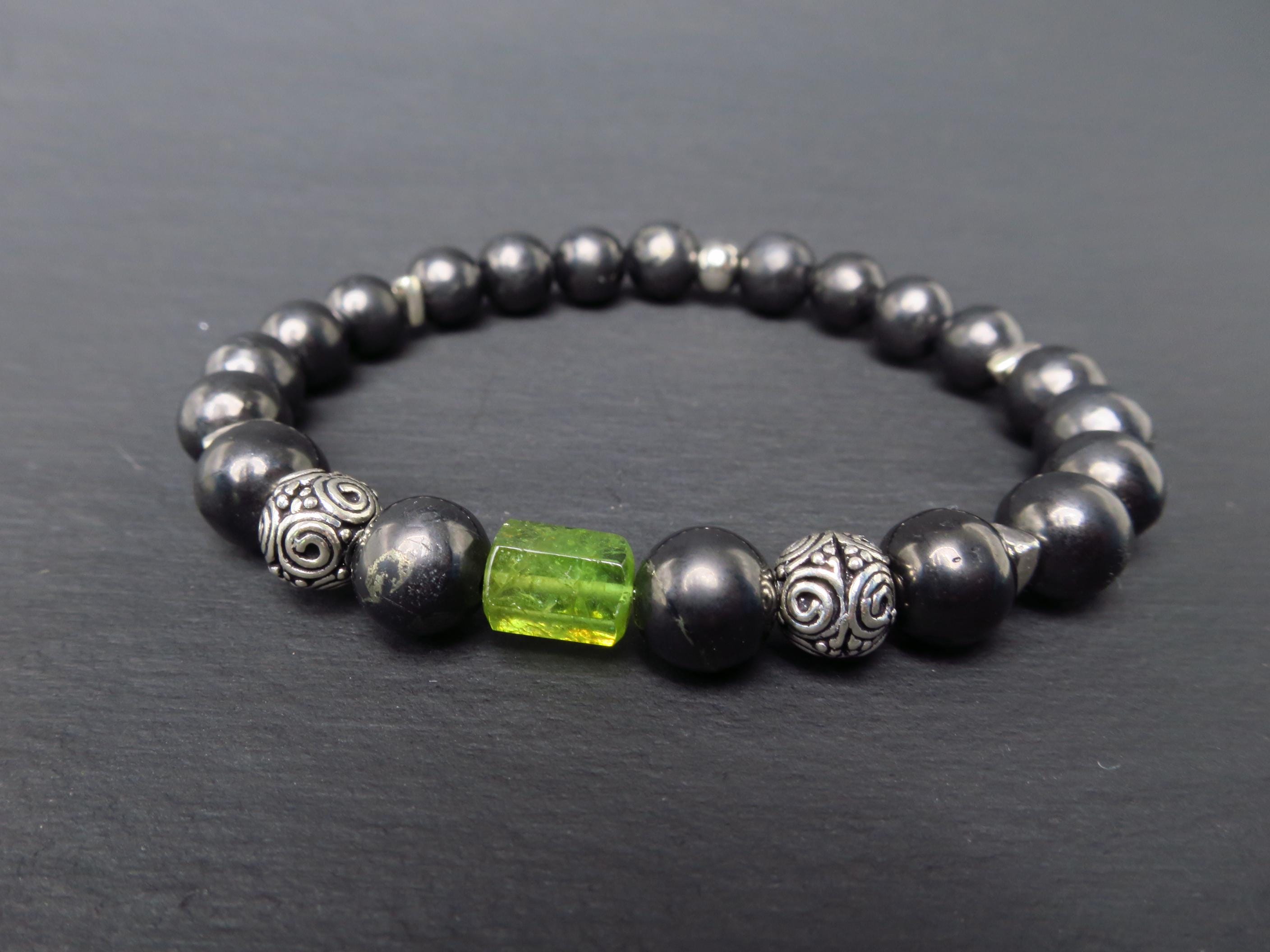 Edelstein Armband Turmalin und Schungit für Männer