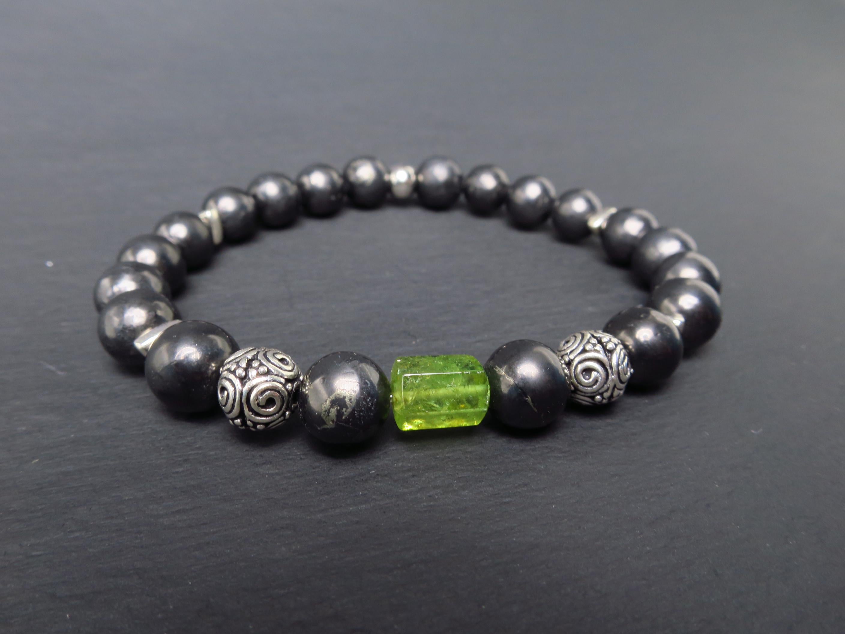 Edelstein Armband Turmalin und Schungit für Männer