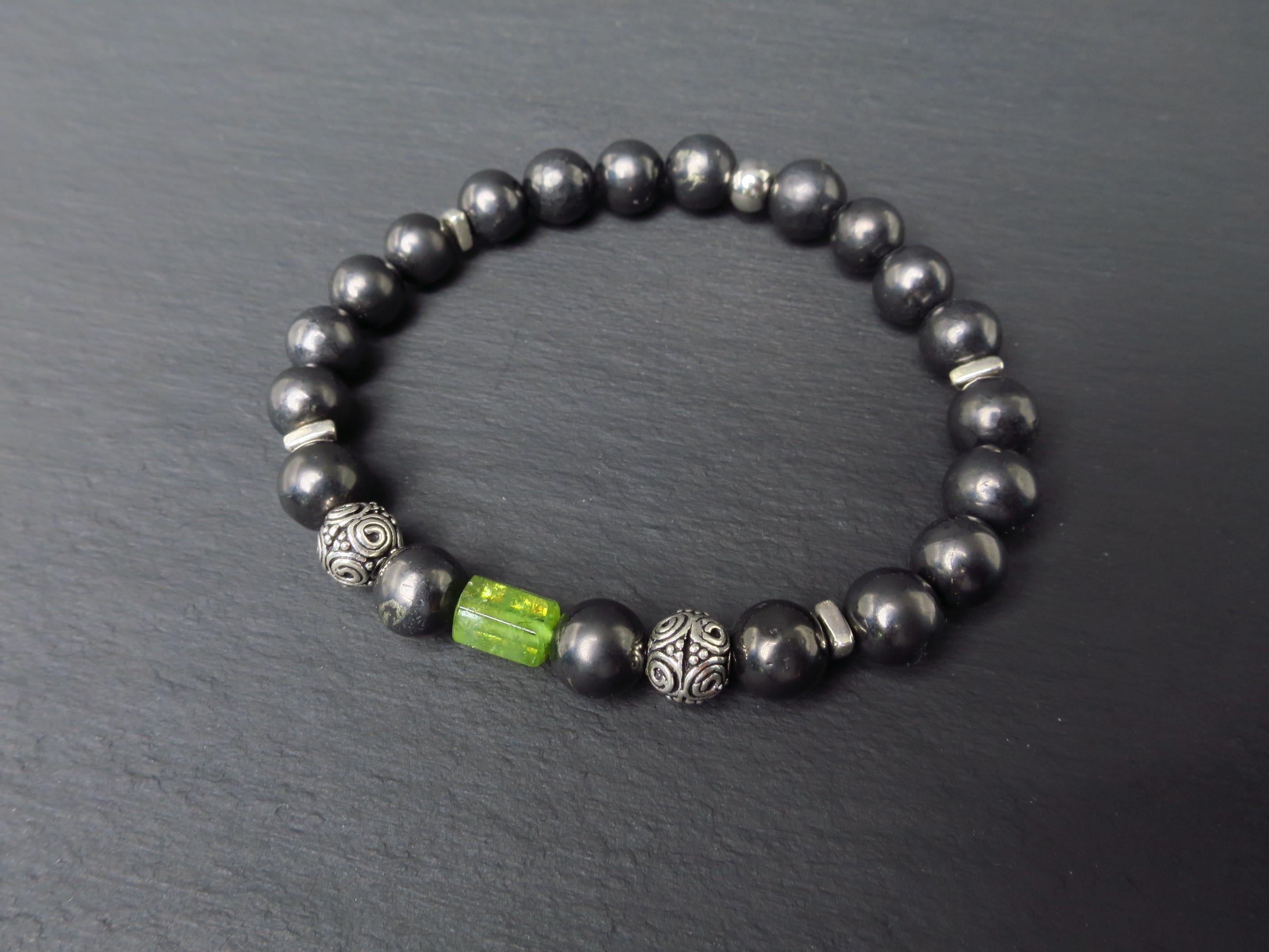 Edelstein Armband Turmalin und Schungit für Männer