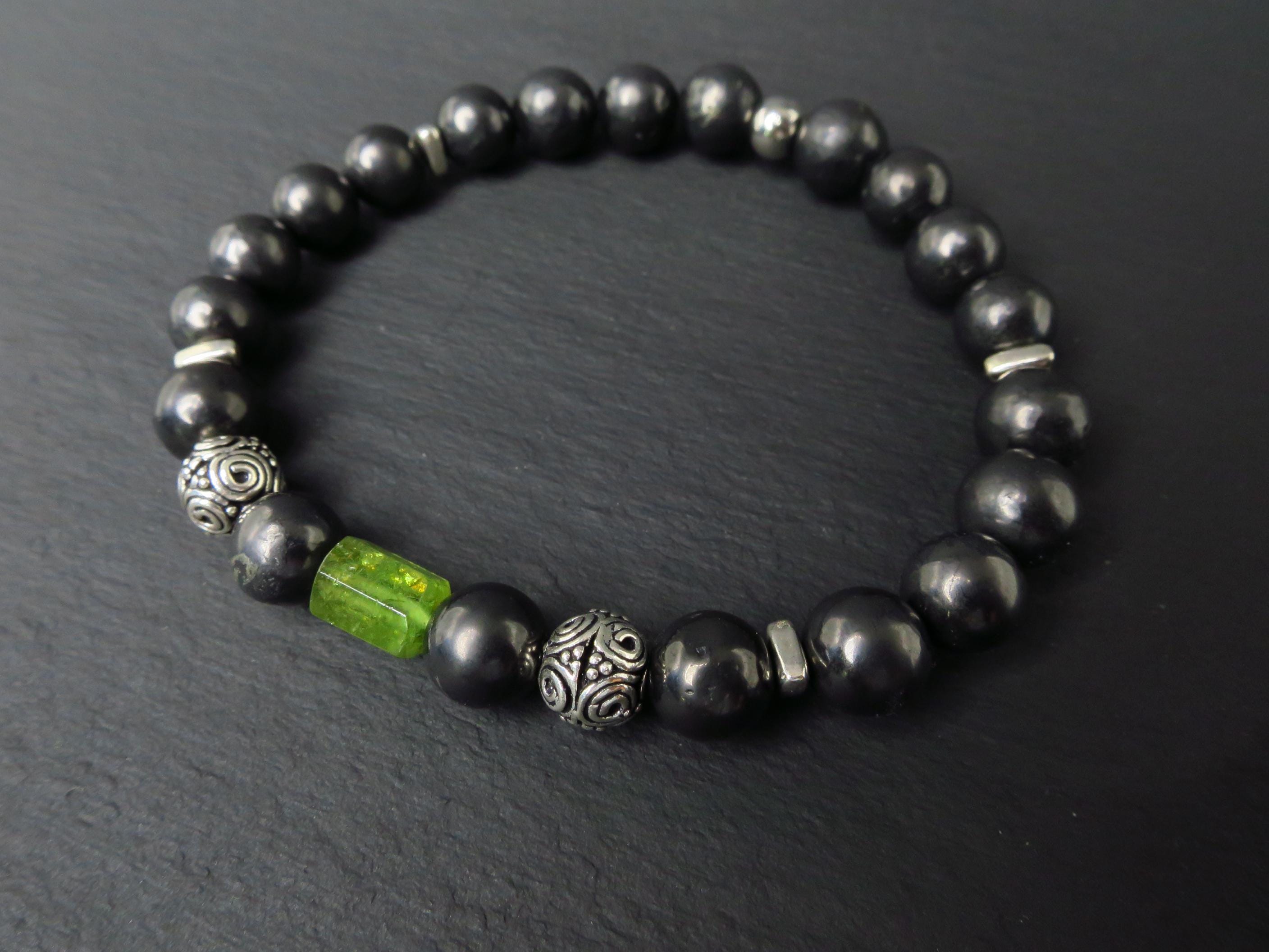 Edelstein Armband Turmalin und Schungit für Männer