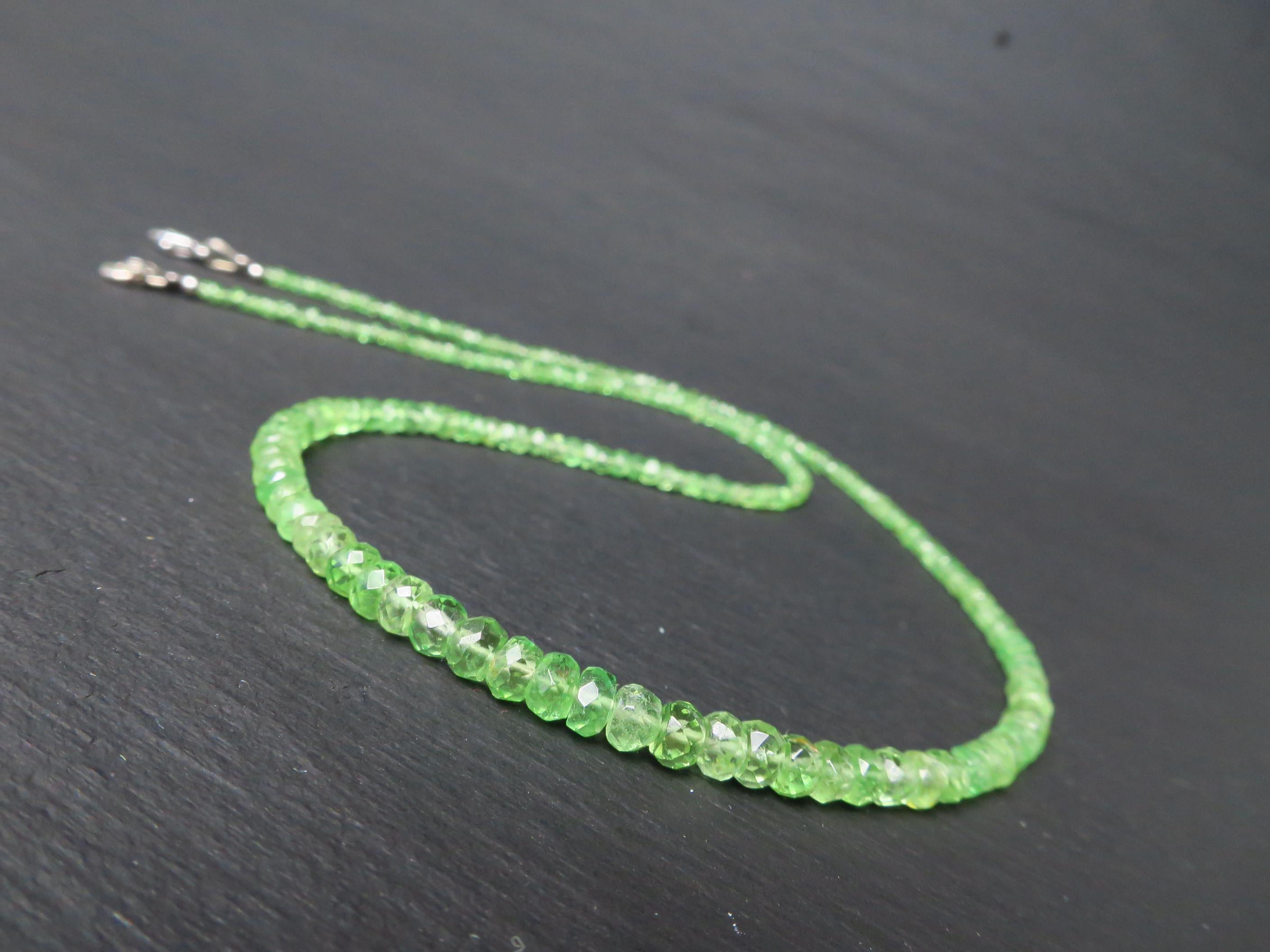 Tsavorit Kette grüner Granat 41cm Sterling Silber