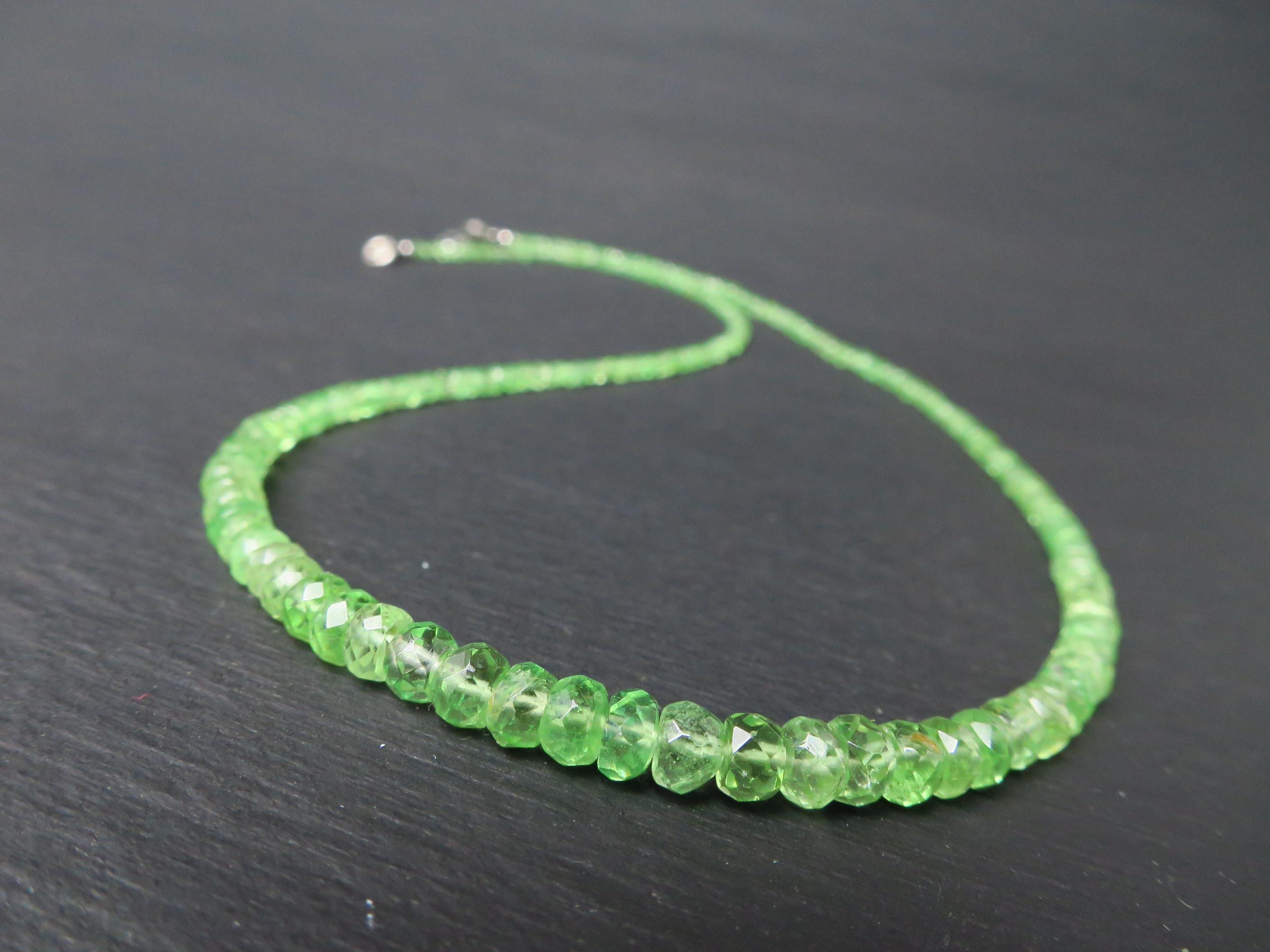 Tsavorit Kette grüner Granat 41cm Sterling Silber