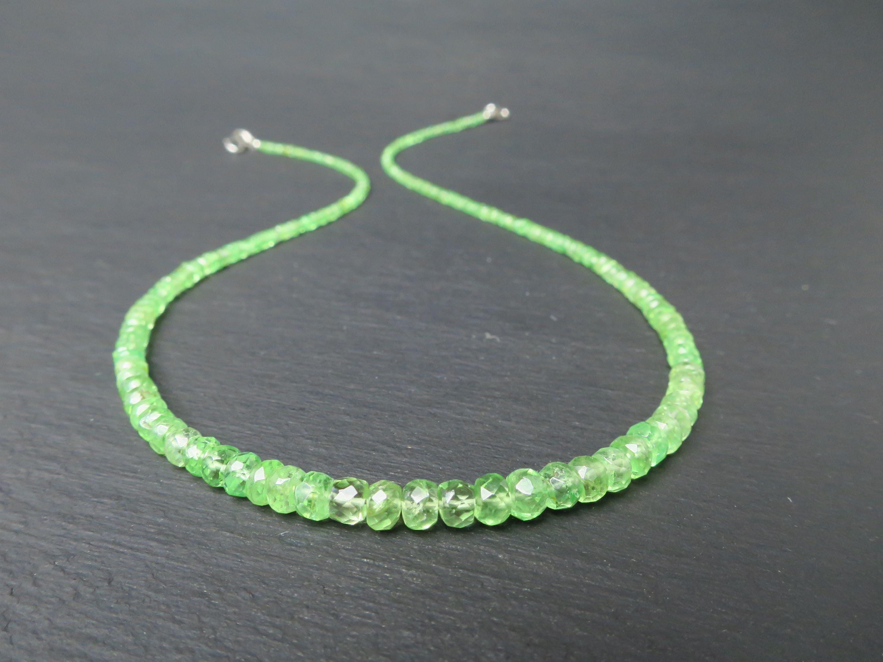 Tsavorit Kette grüner Granat 42cm Sterling Silber