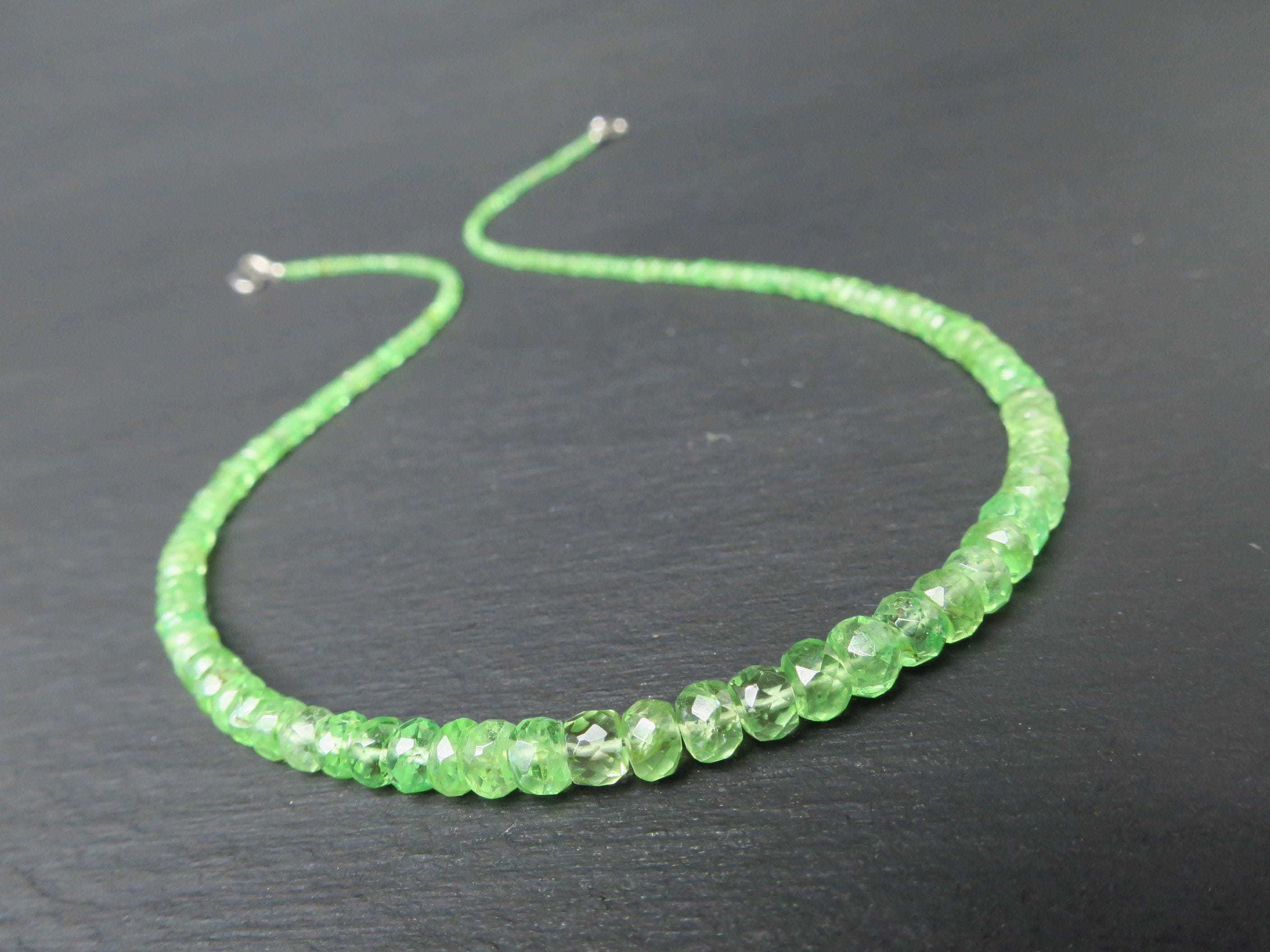 Tsavorit Kette grüner Granat 42cm Sterling Silber