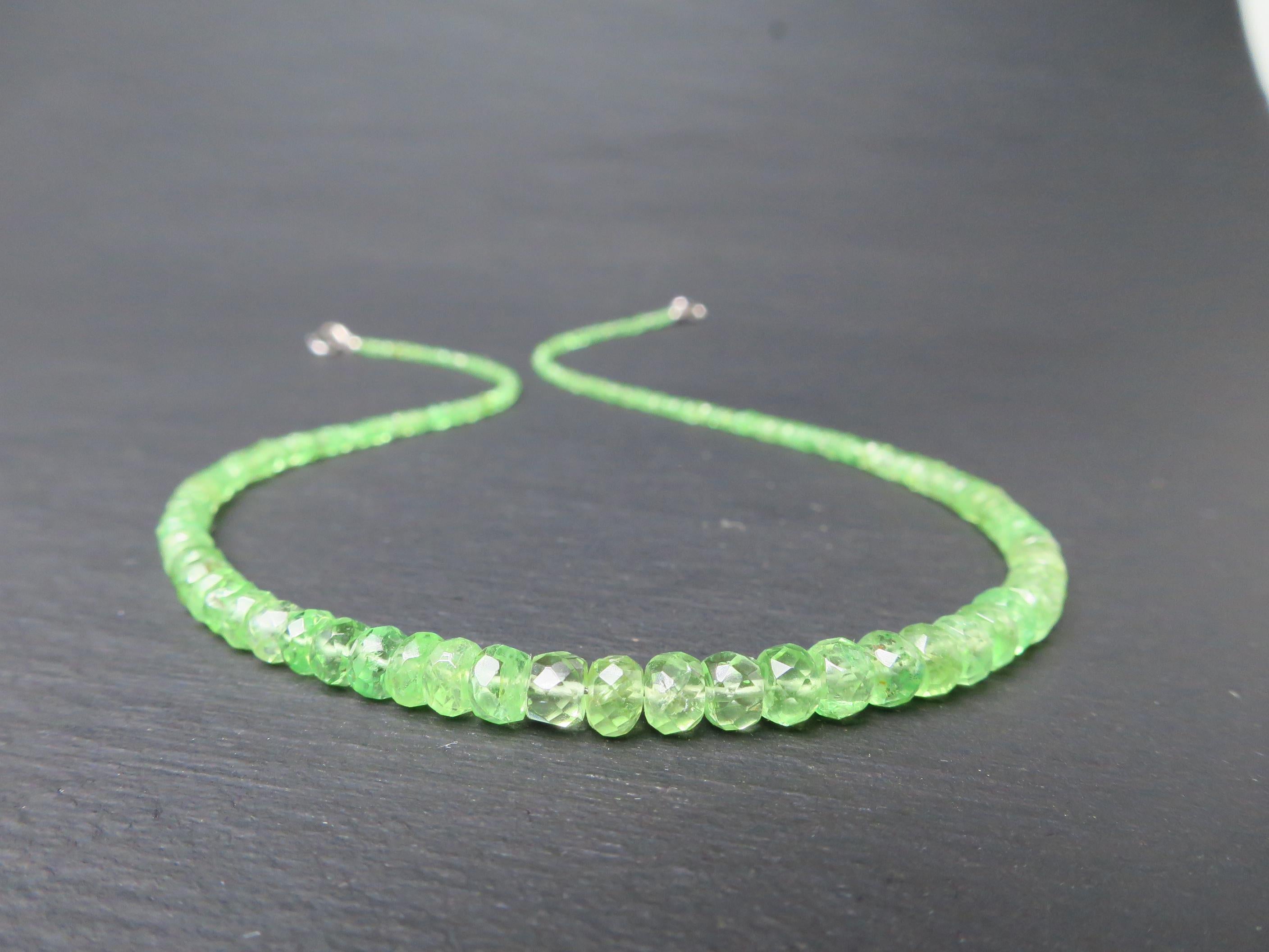 Tsavorit Kette grüner Granat 42cm Sterling Silber