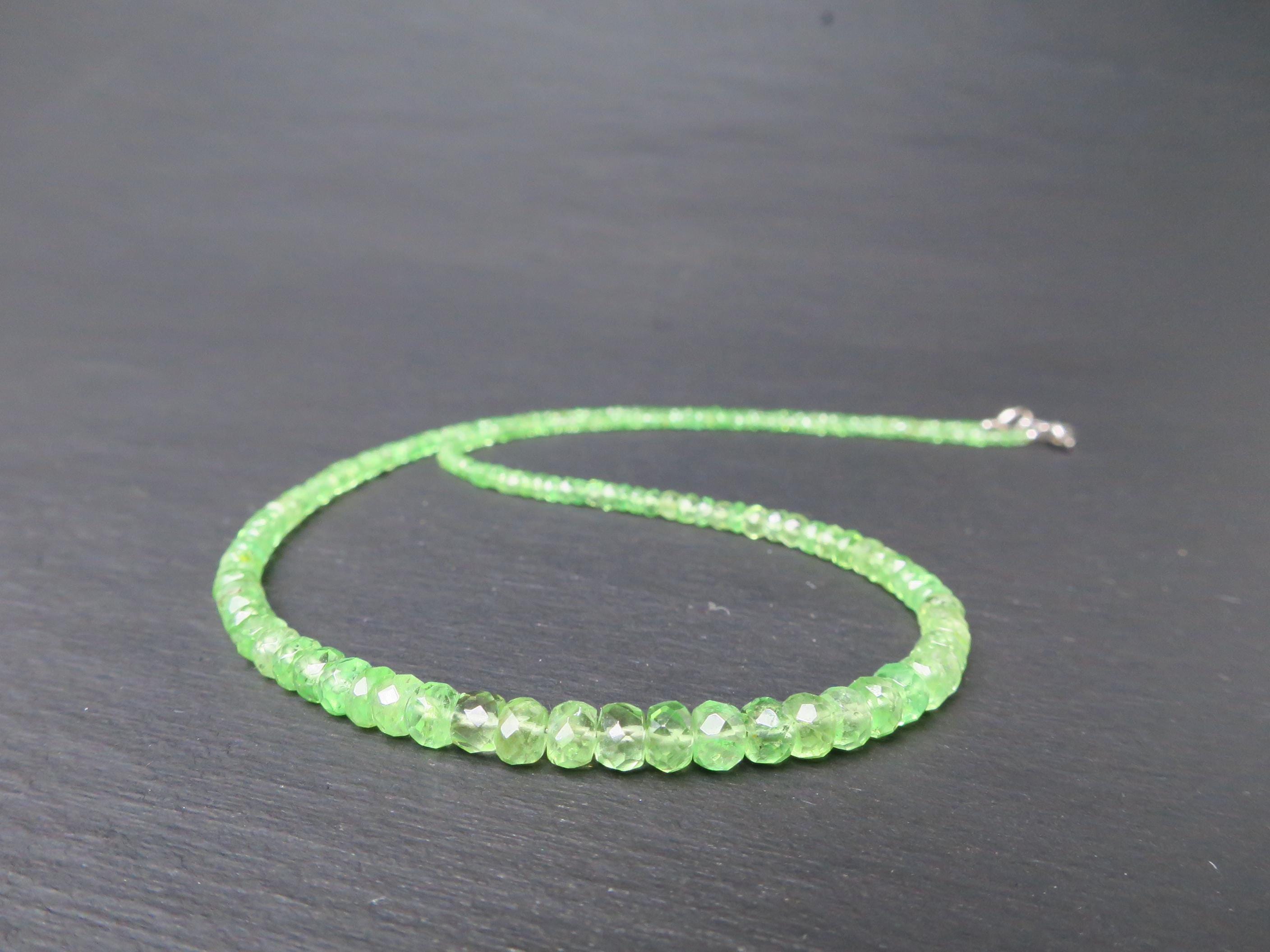 Tsavorit Kette grüner Granat 42cm Sterling Silber