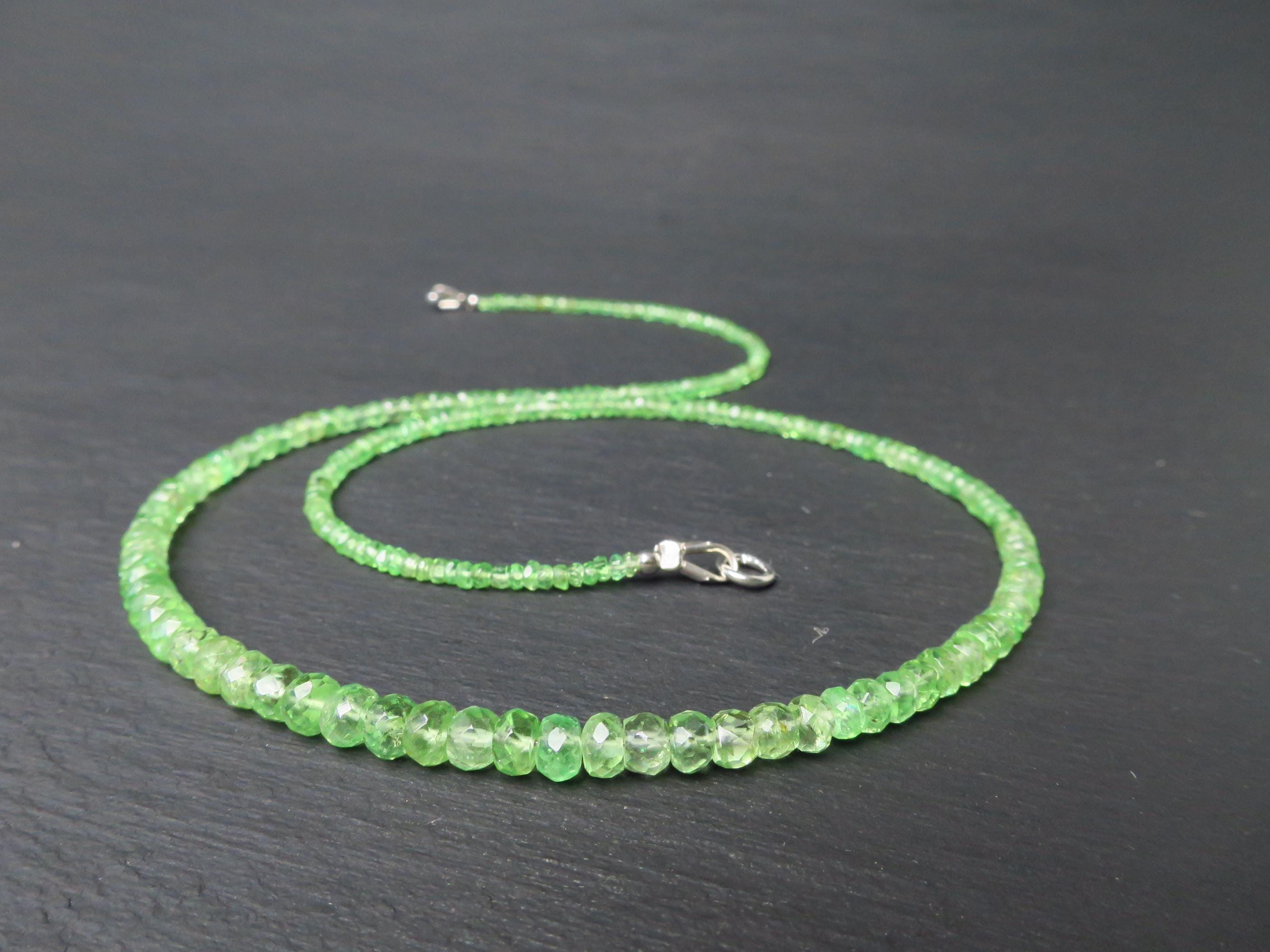 Tsavorit Kette grüner Granat 42cm Sterling Silber