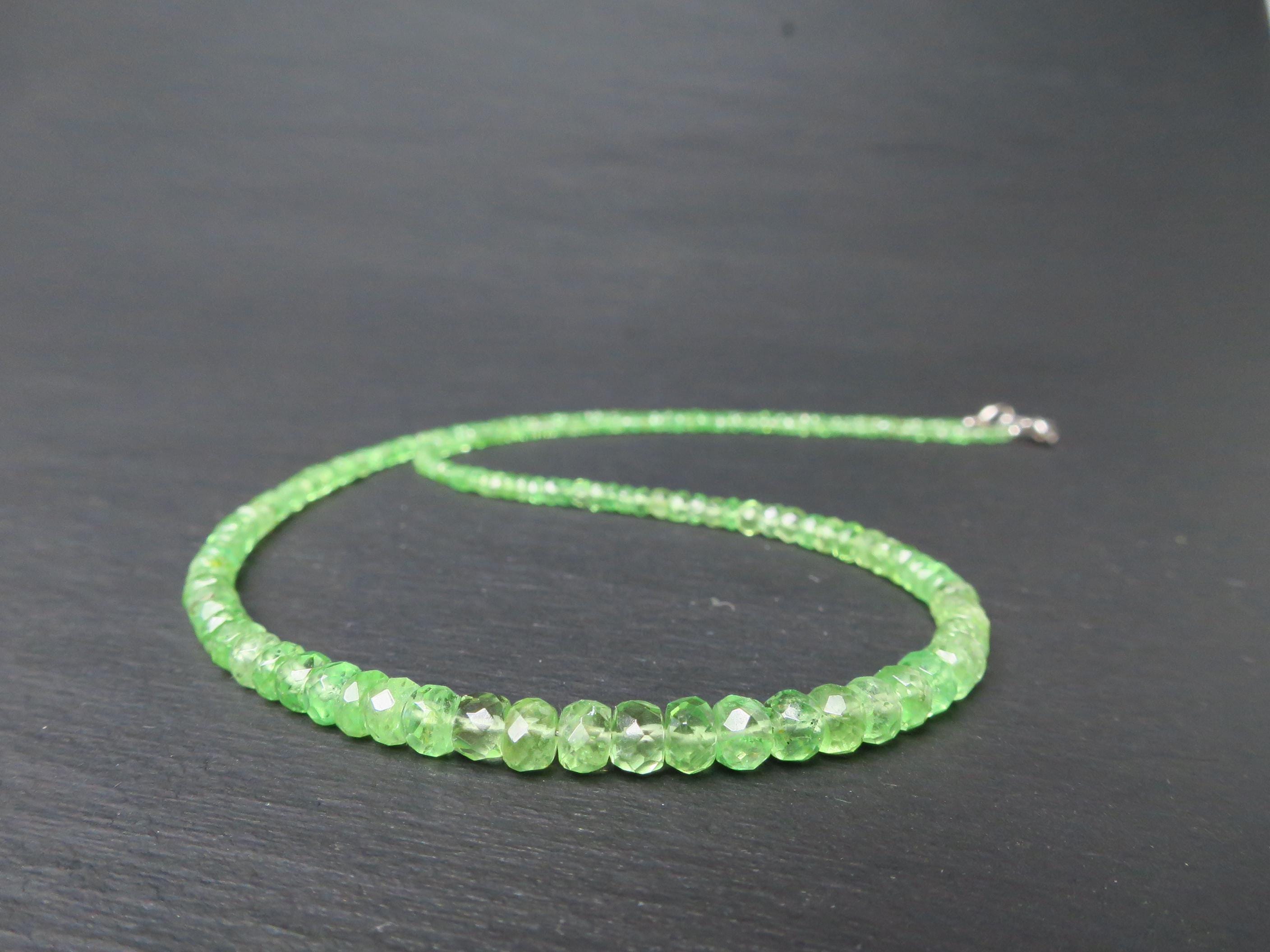 Tsavorit Kette grüner Granat 42cm Sterling Silber