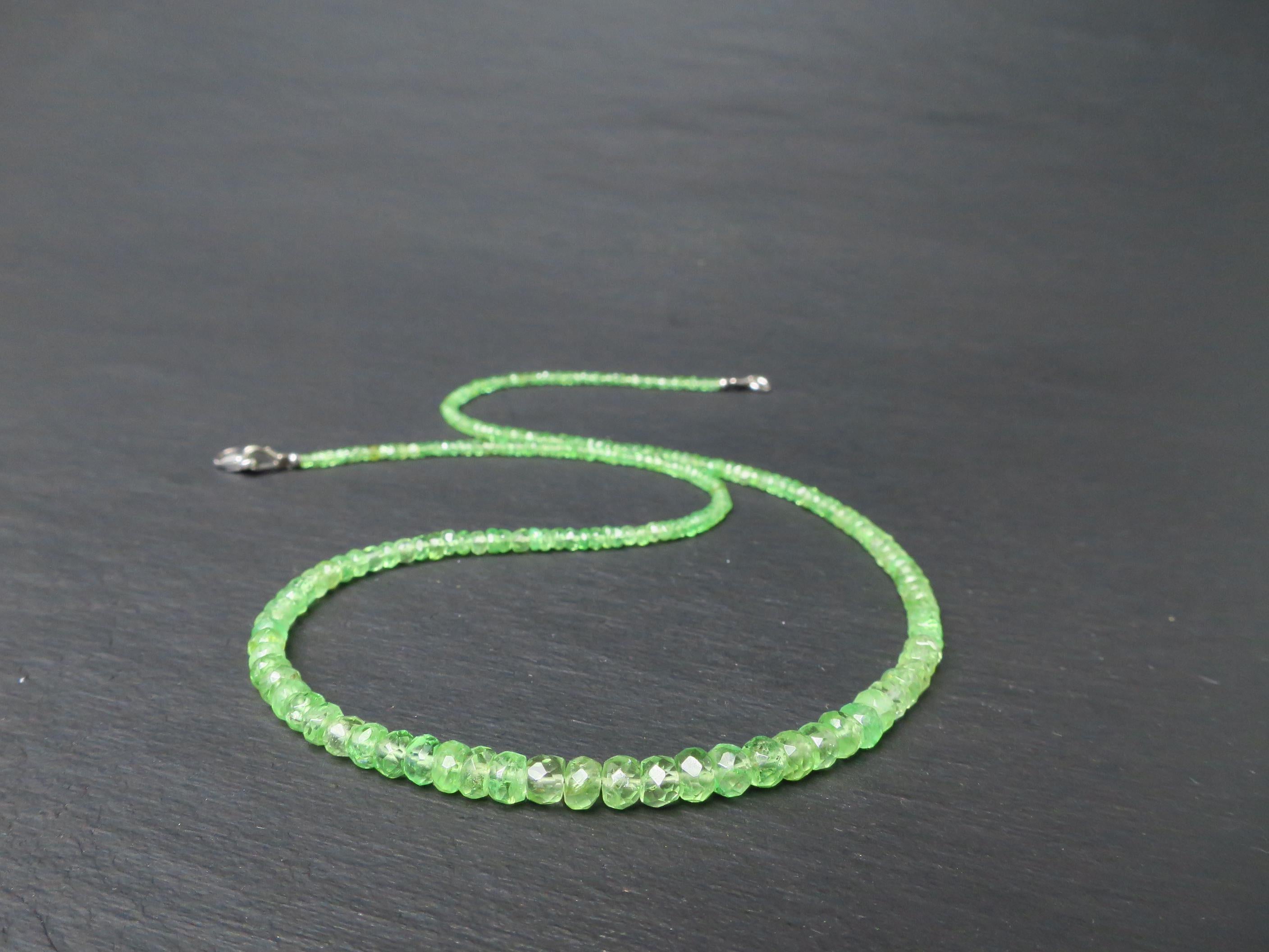 Tsavorit Kette grüner Granat 42cm Sterling Silber