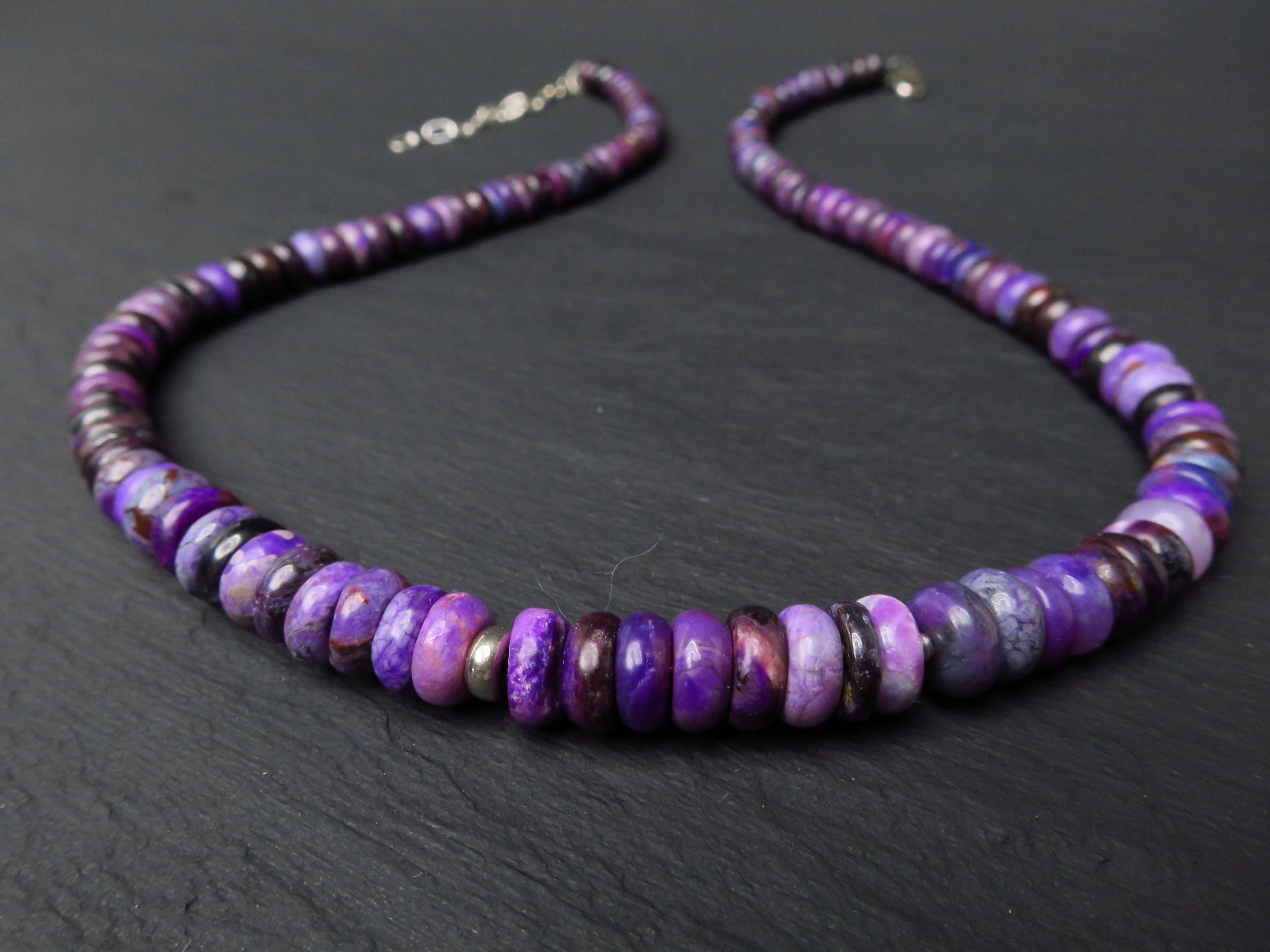 Sugilith Kette Silber lila 43,5cm echte Edelsteinkette