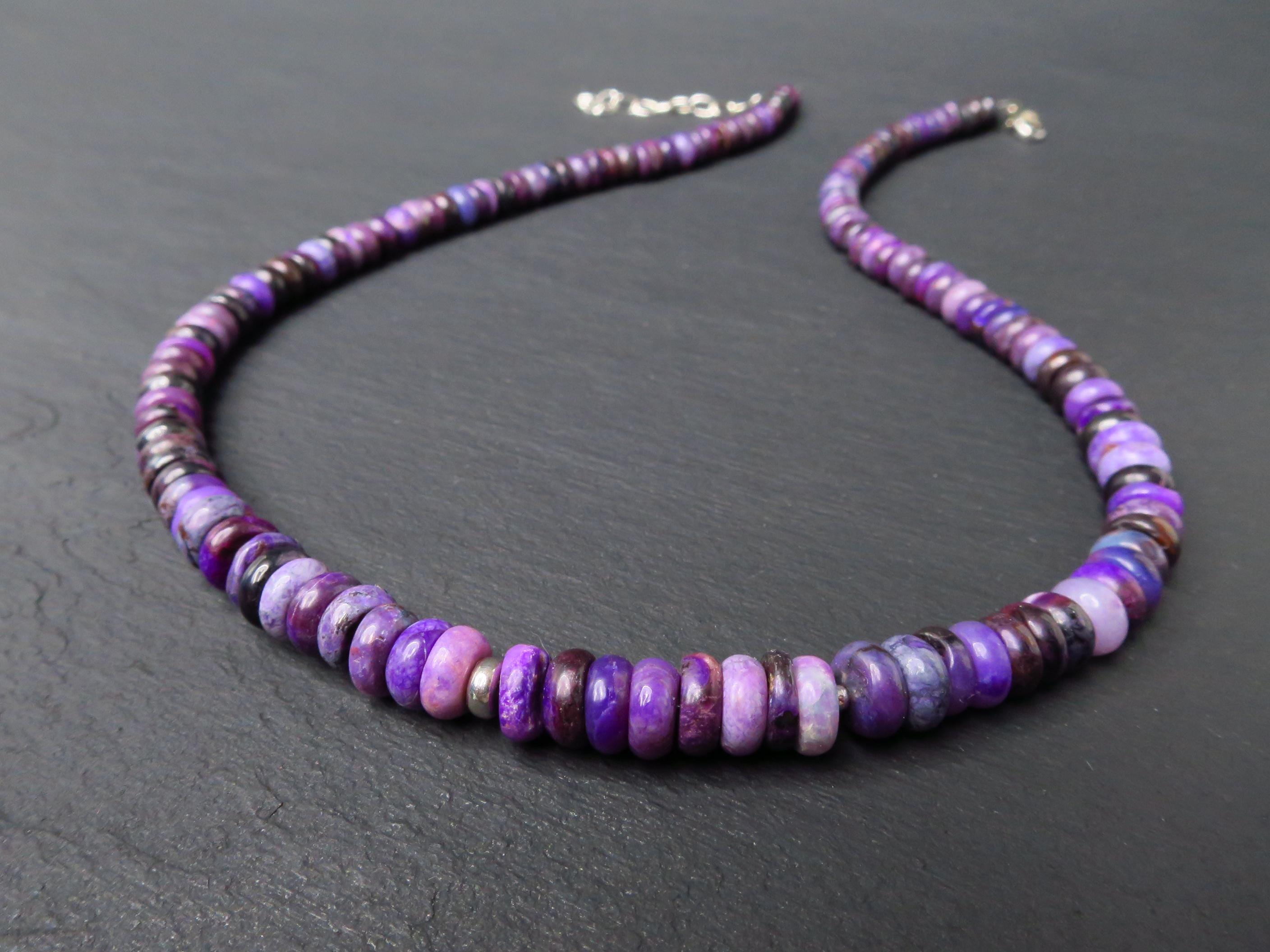 Sugilith Kette Silber lila 43,5cm echte Edelsteinkette