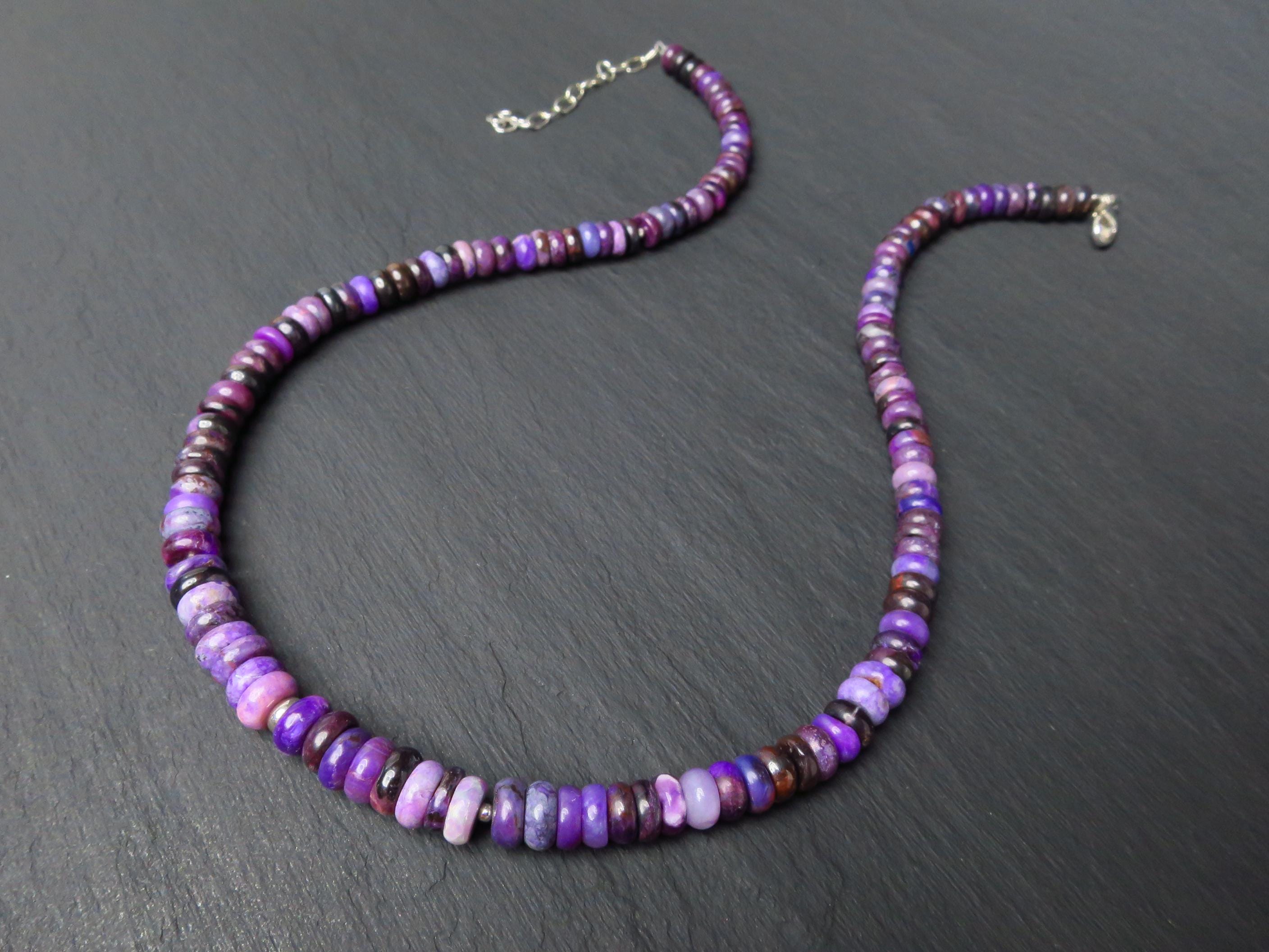 Sugilith Kette Silber lila 43,5cm echte Edelsteinkette