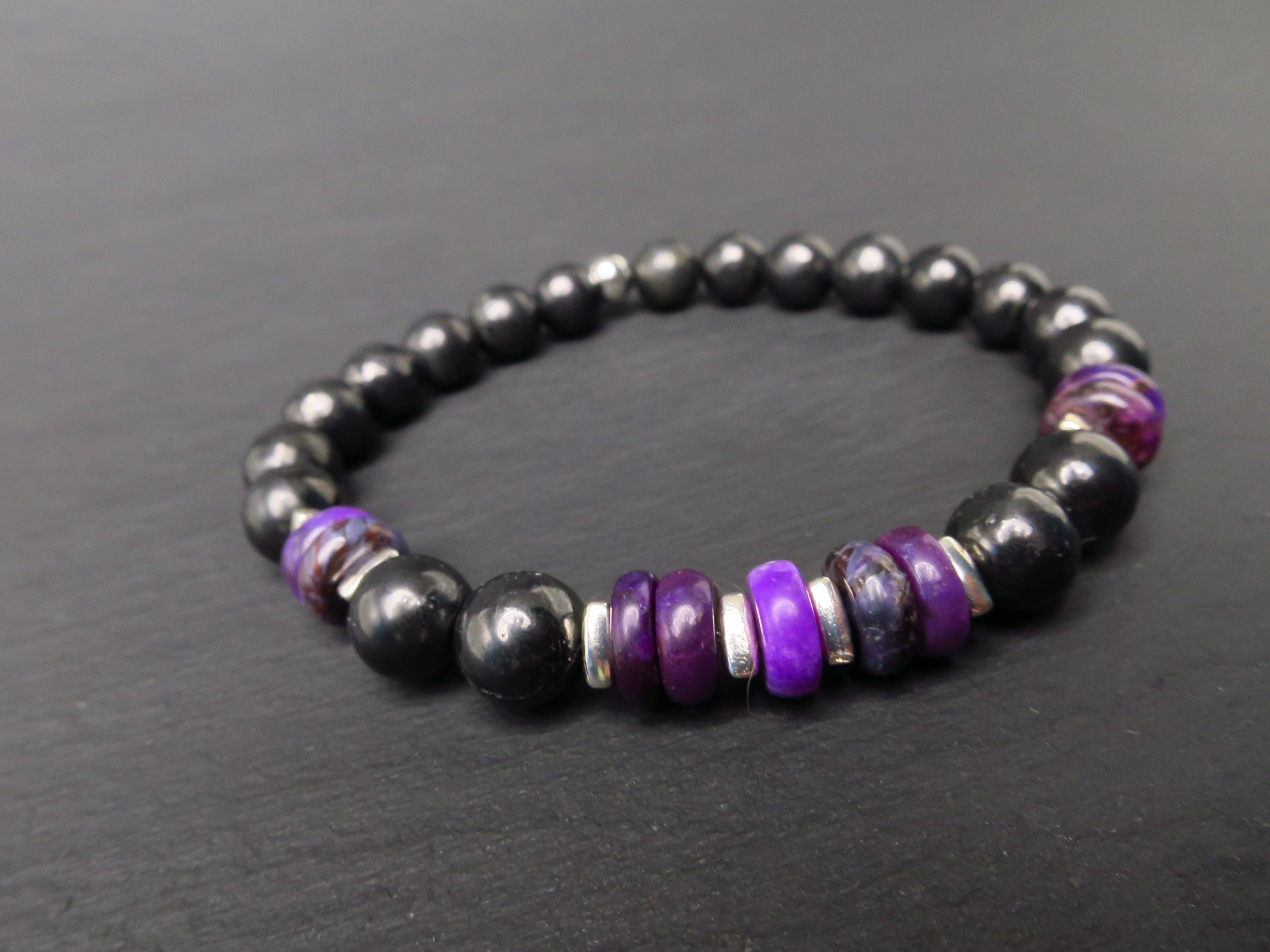 Sugilith Armband mit Schungit für Herren und Damen