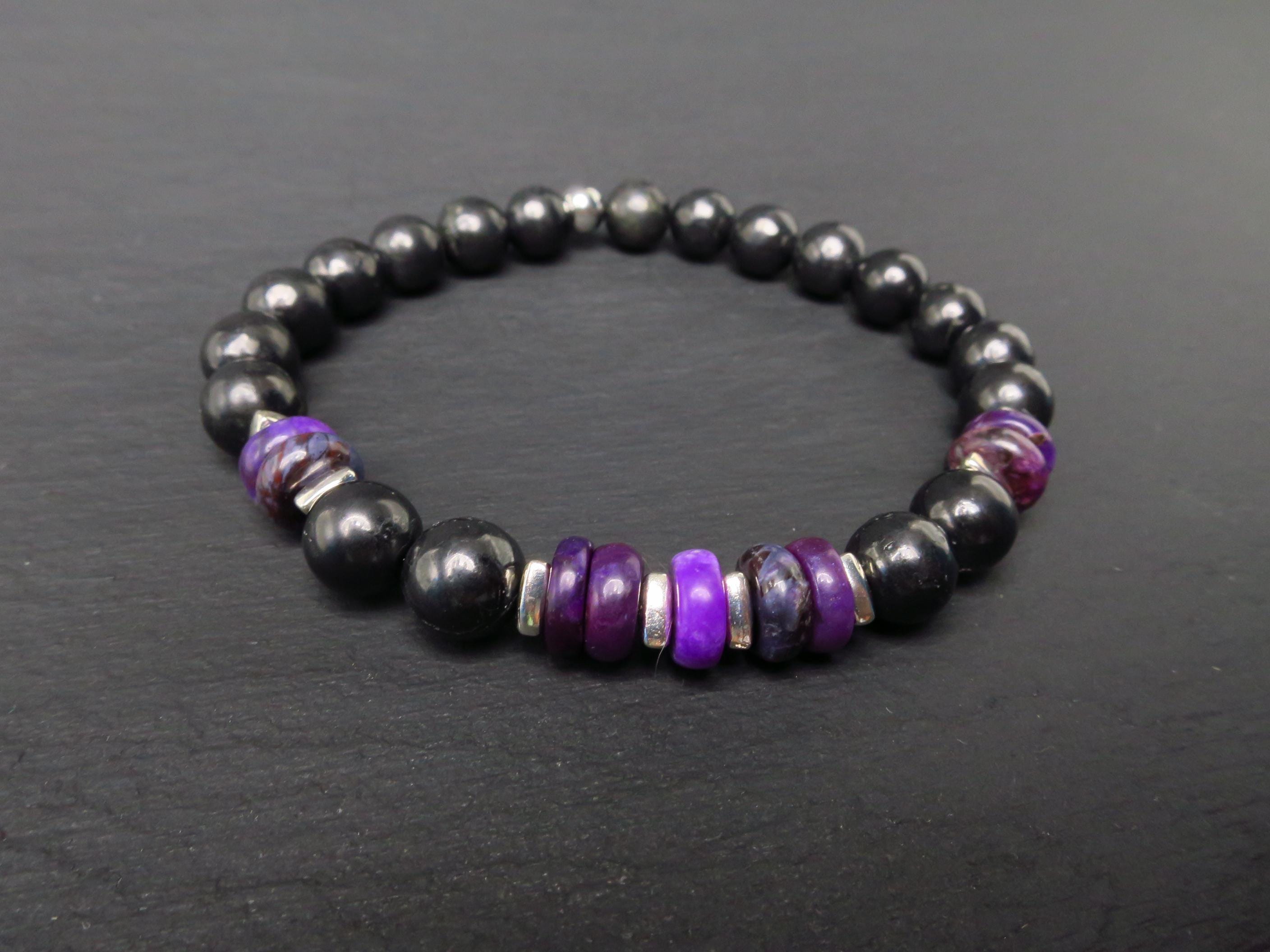 Sugilith Armband mit Schungit für Herren und Damen