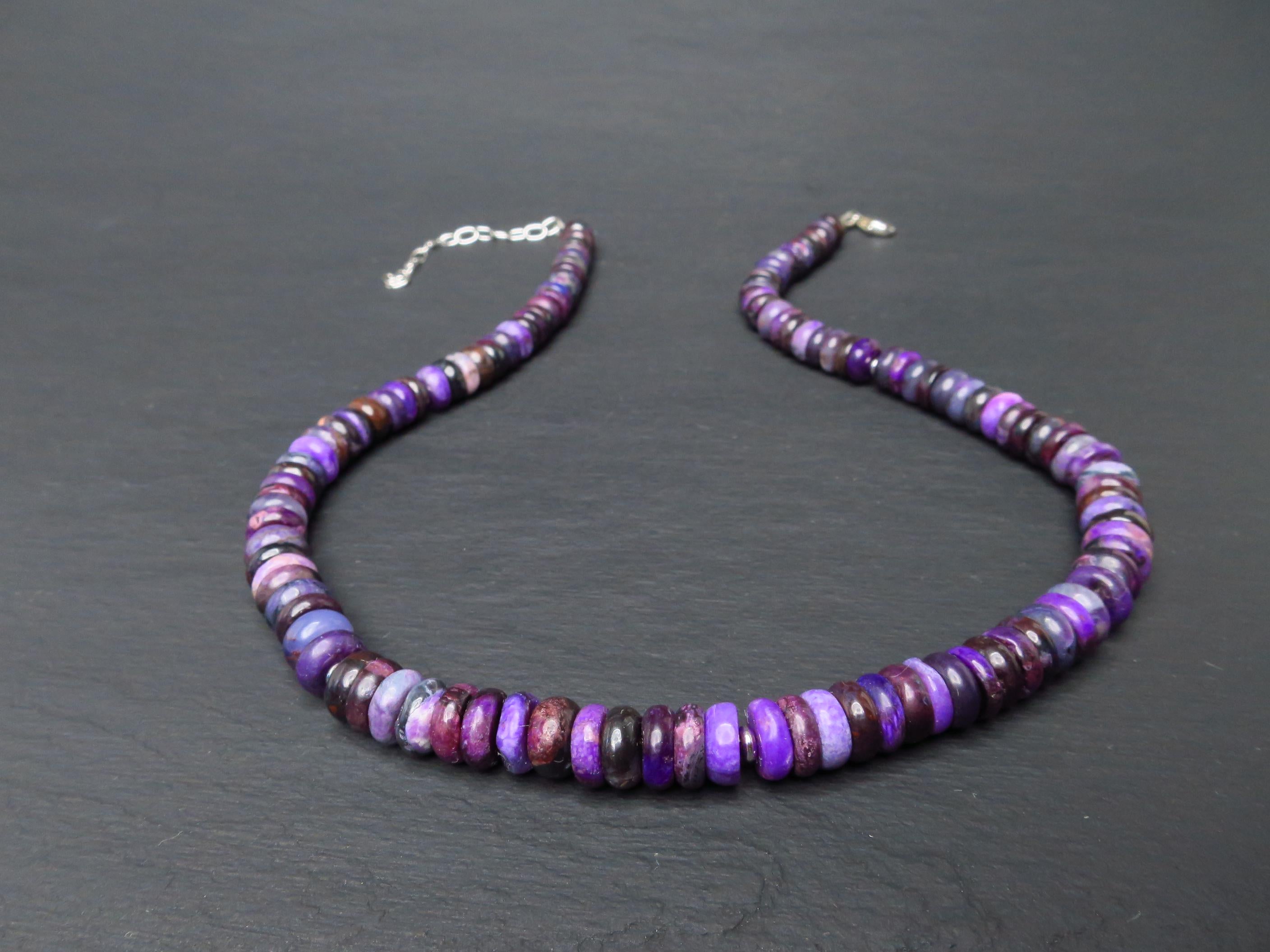 Sugilith Kette Silber lila 43cm echte Edelsteinkette