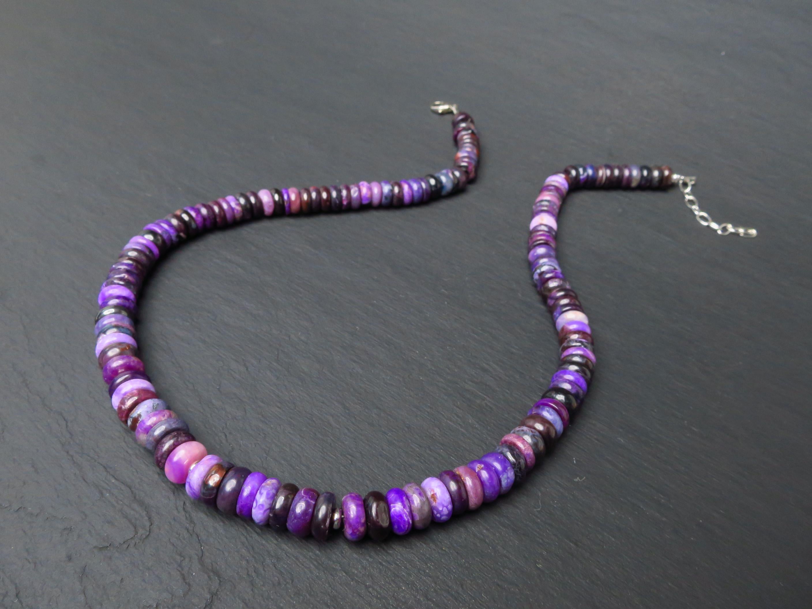 Sugilith Kette Silber lila 47cm echte Edelsteinkette