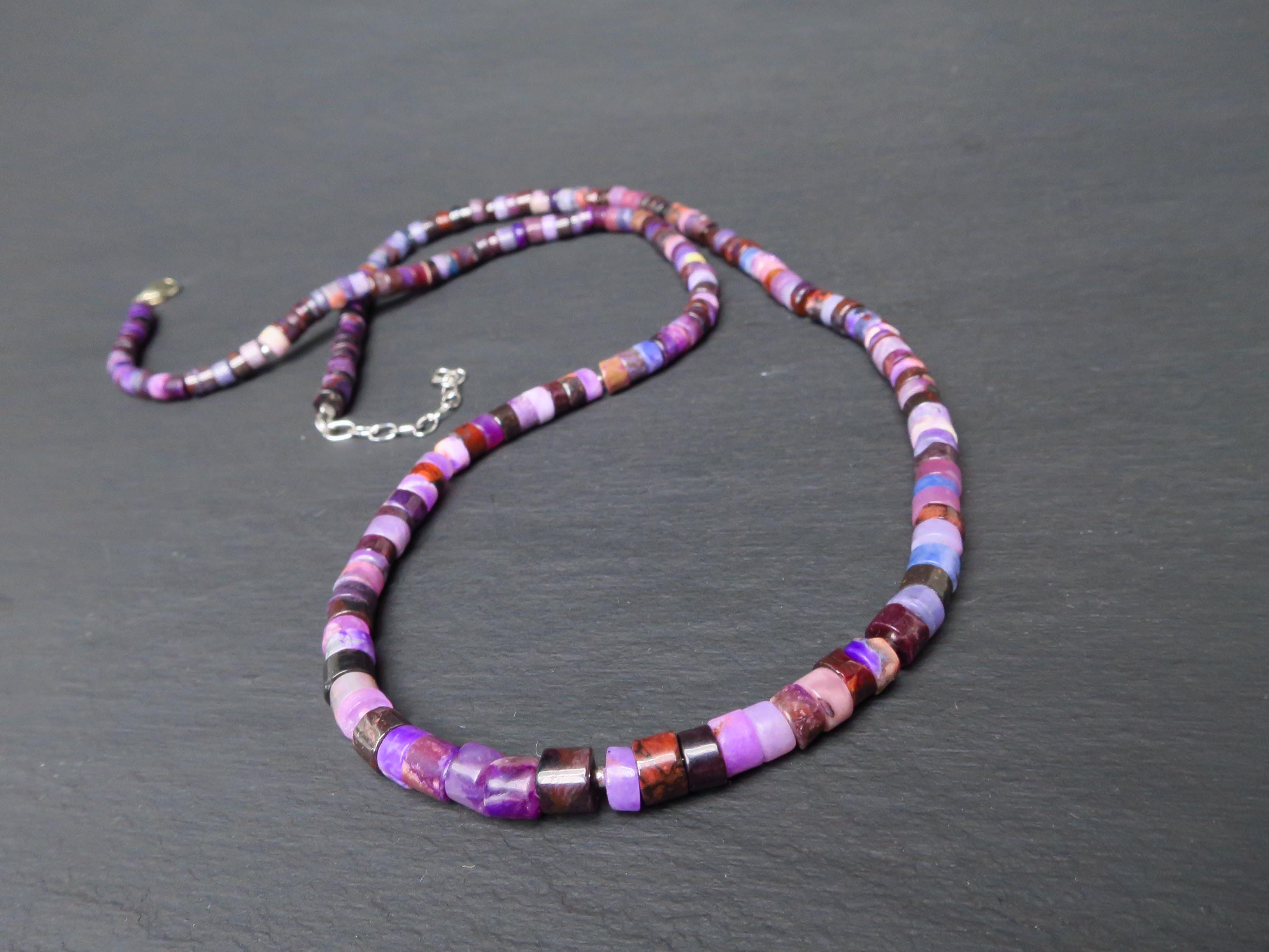 Sugilith Kette Silber lila 66cm echte Edelsteinkette