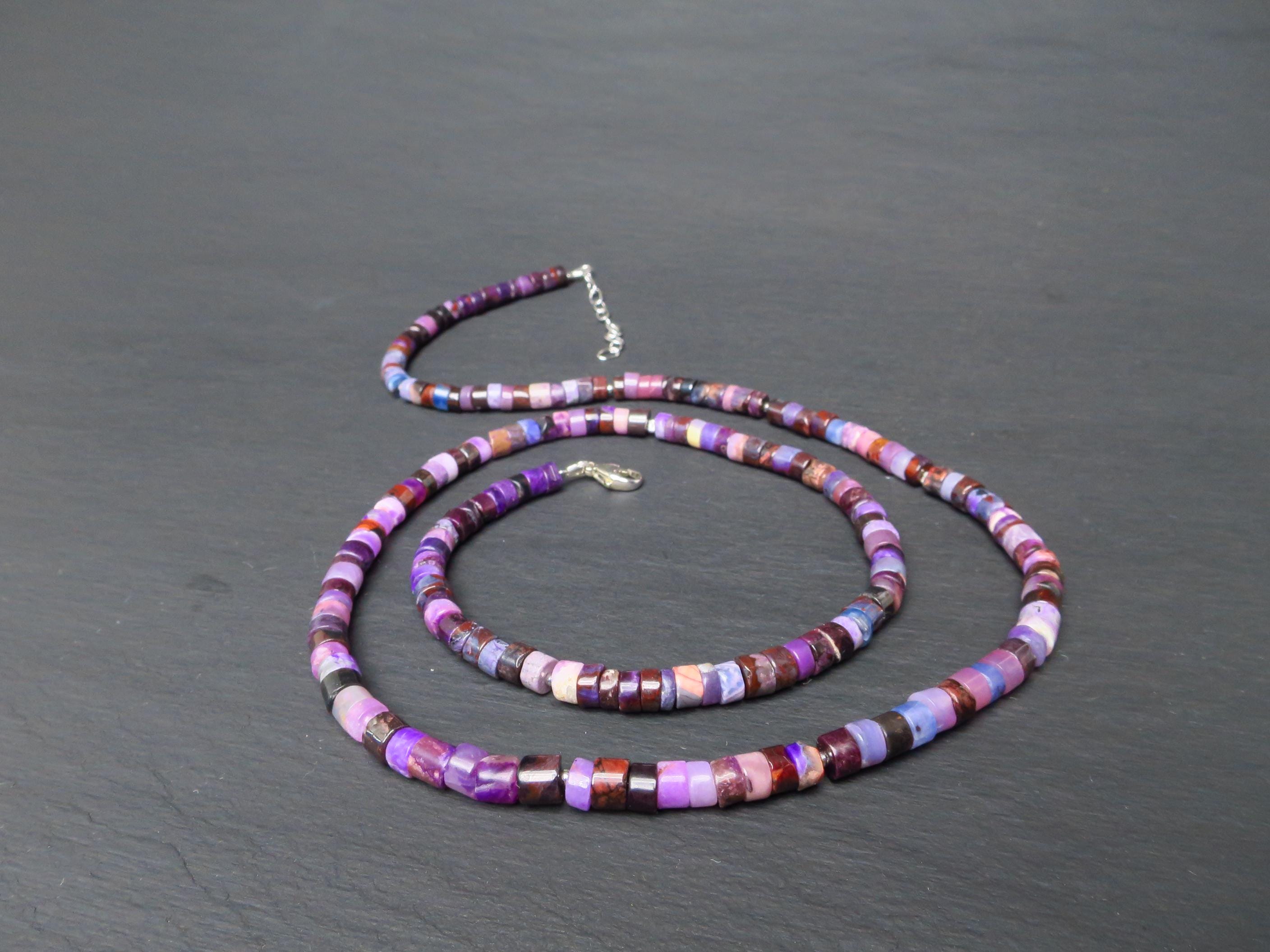 Sugilith Kette Silber lila 66cm echte Edelsteinkette