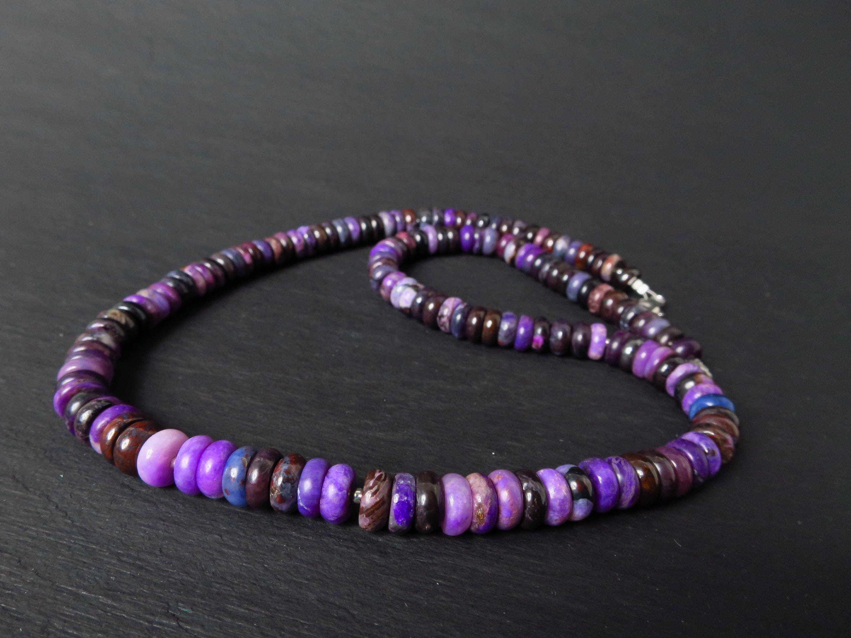 Sugilith Kette Silber 46cm echte Edelsteinkette