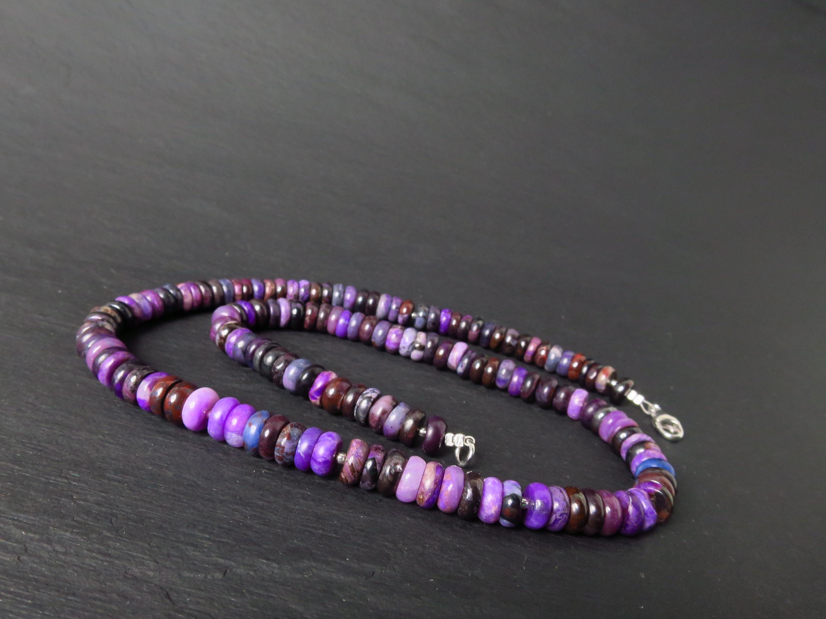 Sugilith Kette Silber 46cm echte Edelsteinkette