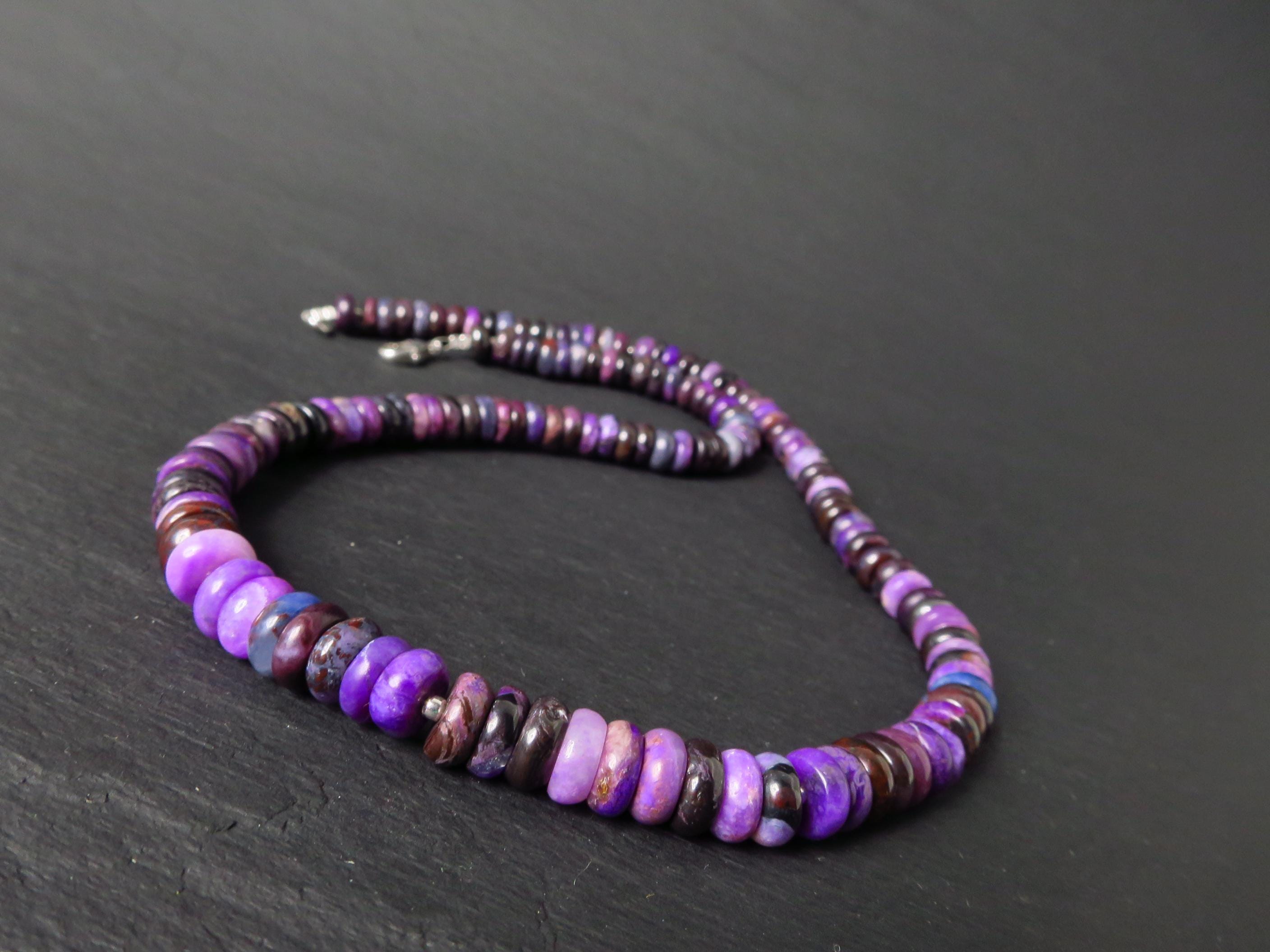 Sugilith Kette Silber 46cm echte Edelsteinkette