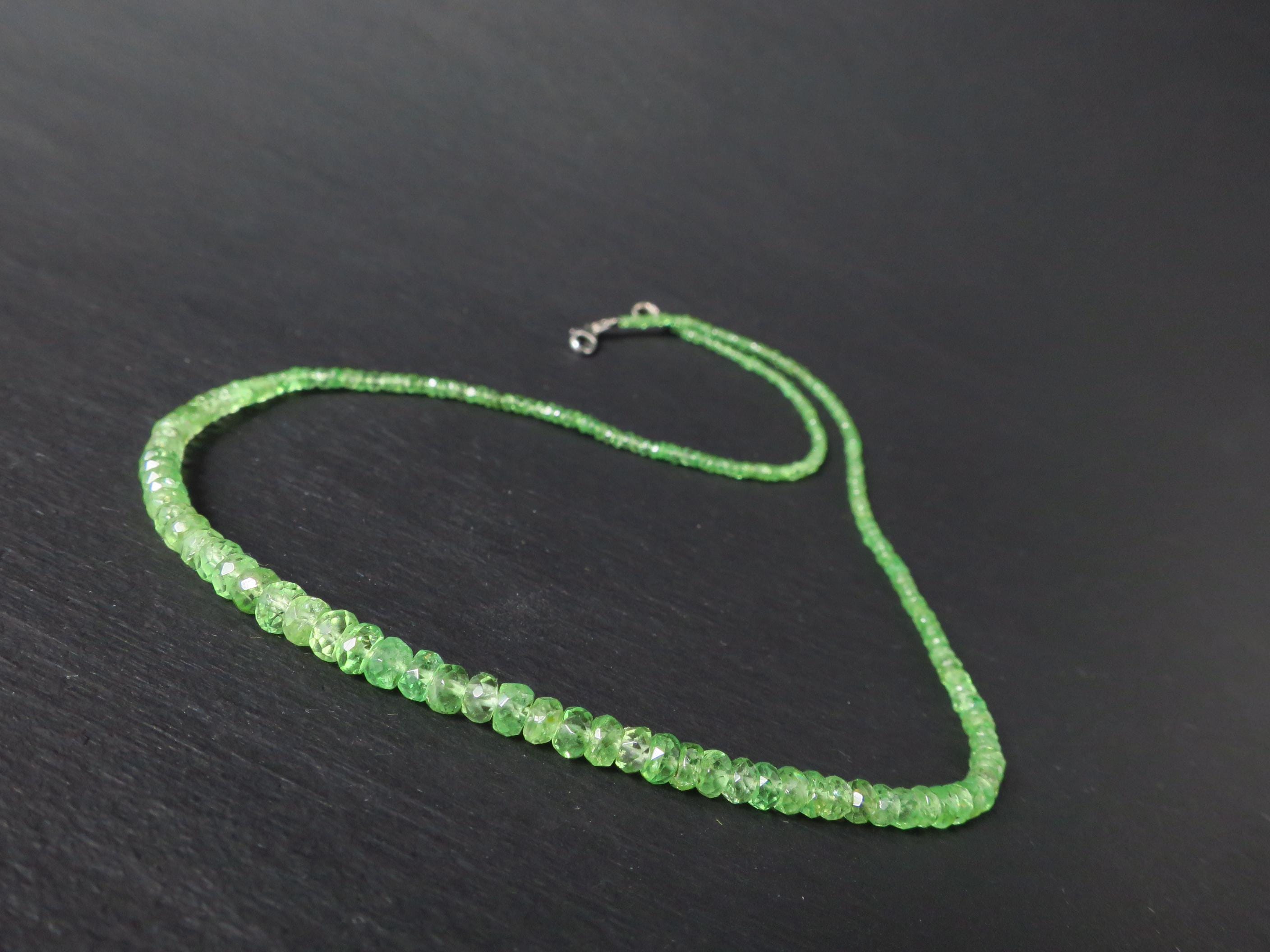 Tsavorit Kette Granat grün 42cm Sterling Silber Rhodium