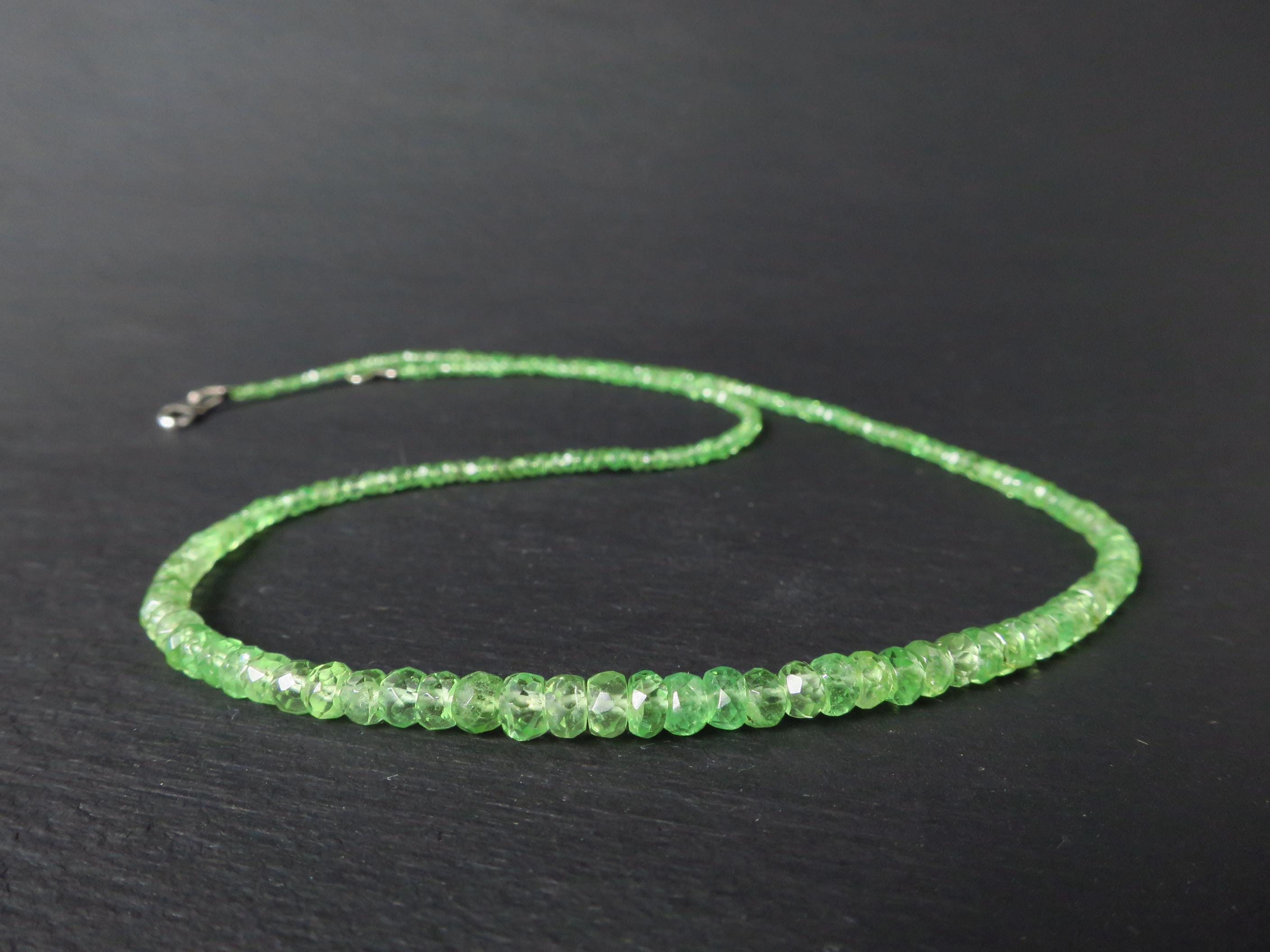 Tsavorit Kette Granat grün 42cm Sterling Silber Rhodium