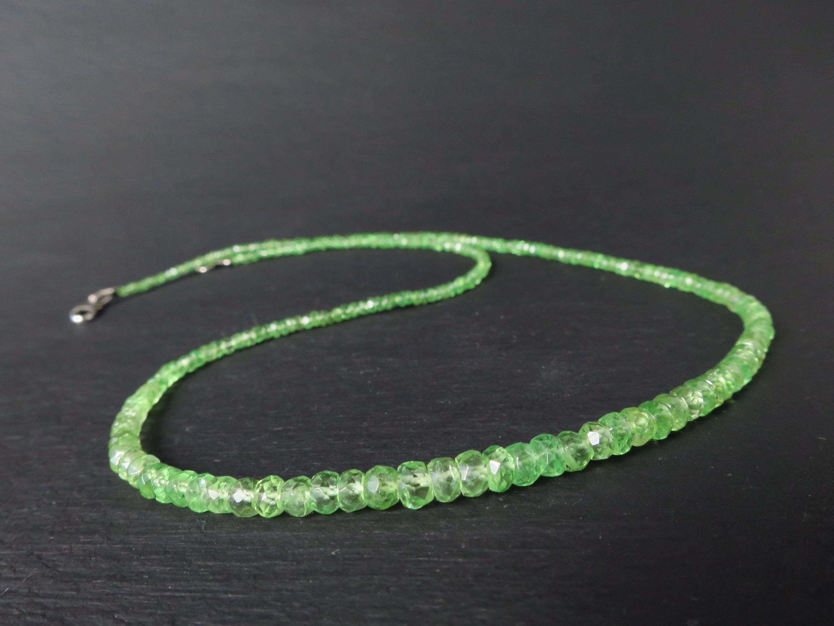 Tsavorit Kette Granat grün 42cm Sterling Silber Rhodium