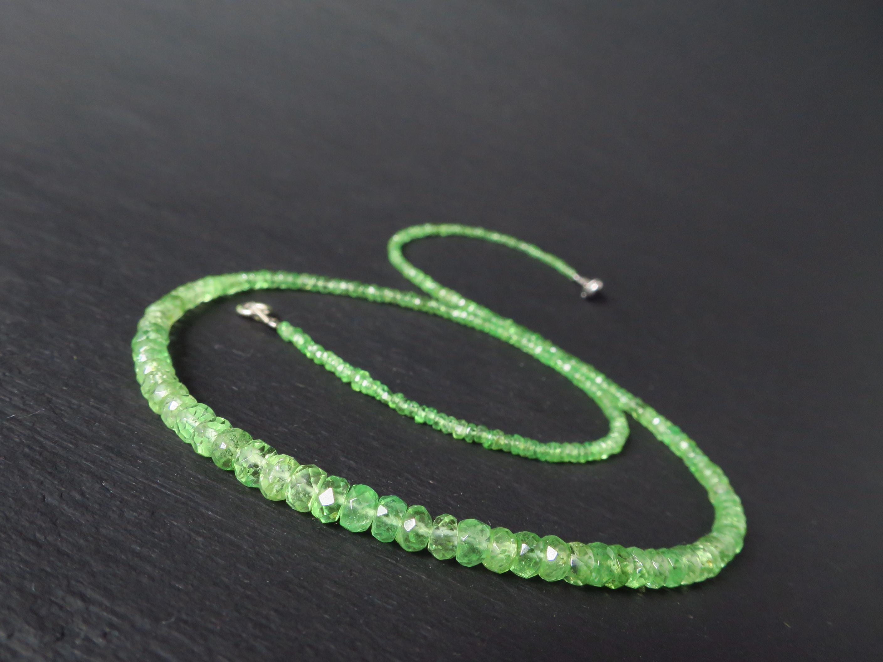 Tsavorit Kette Granat grün 42cm Sterling Silber Rhodium