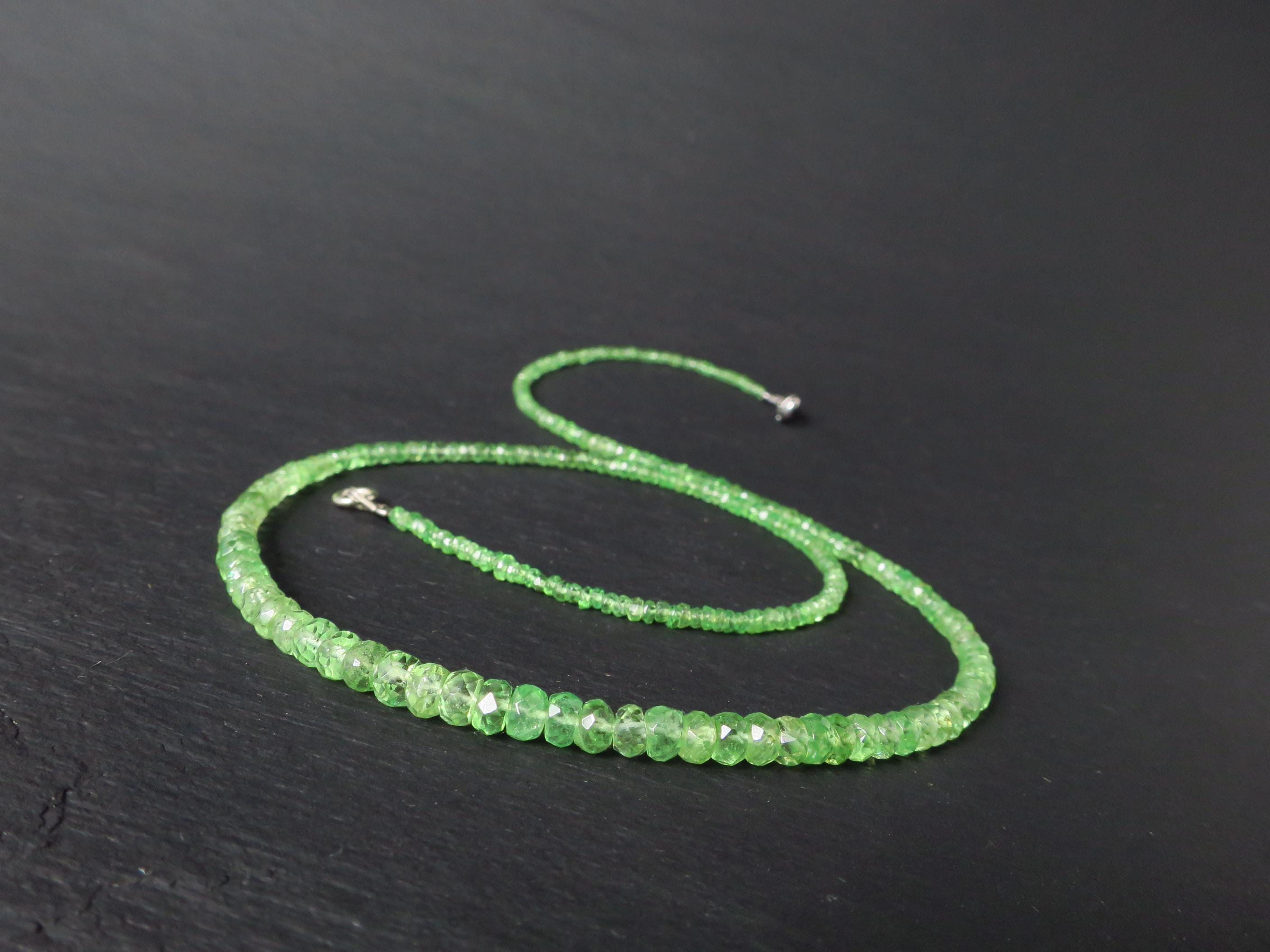 Tsavorit Kette Granat grün 42cm Sterling Silber Rhodium