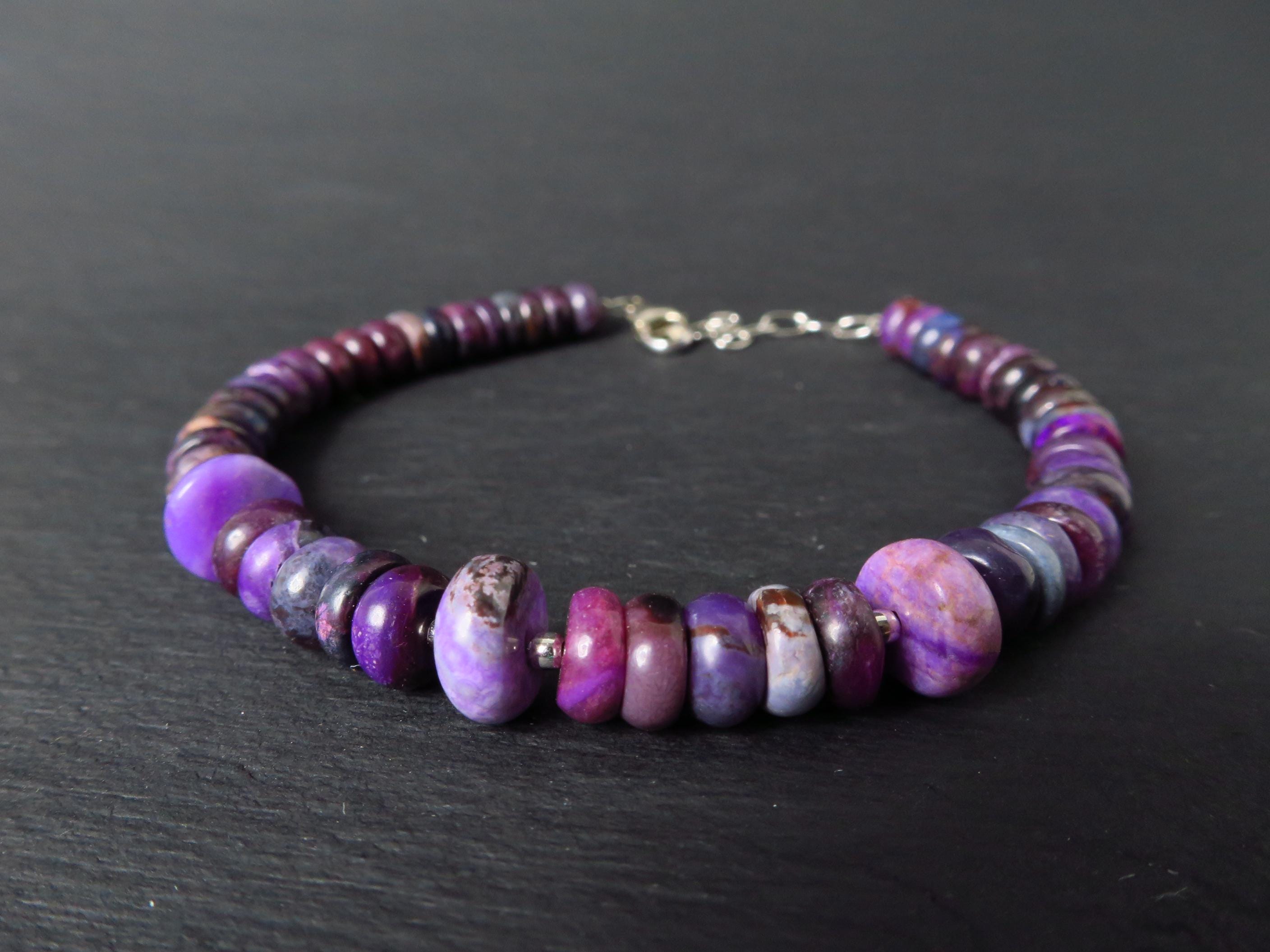 Sugilith Armband lila Edelsteinarmband 19,5-22,5 cm