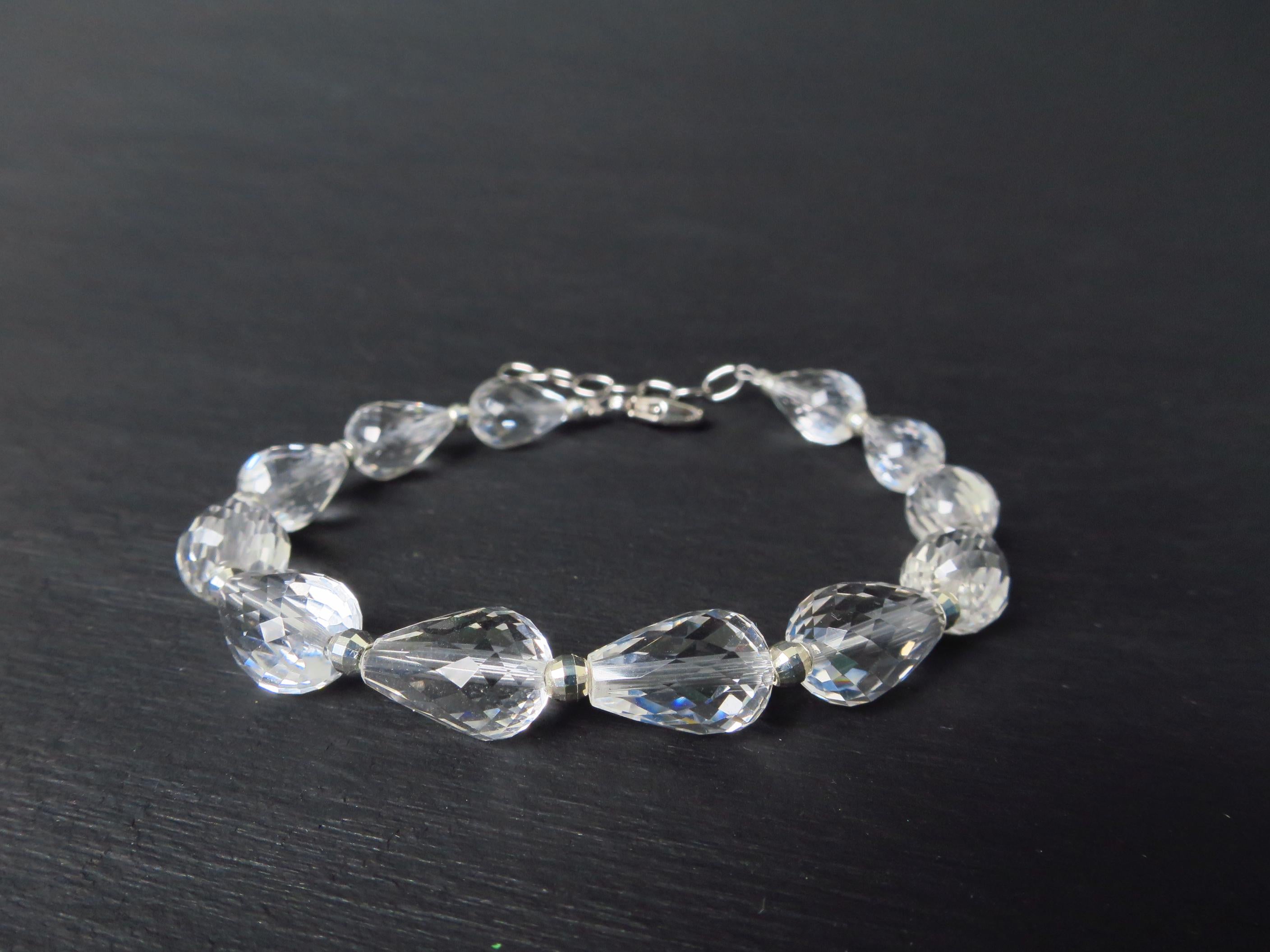 Bergkristall Armband Edelstein Tropfen Sterling Silber