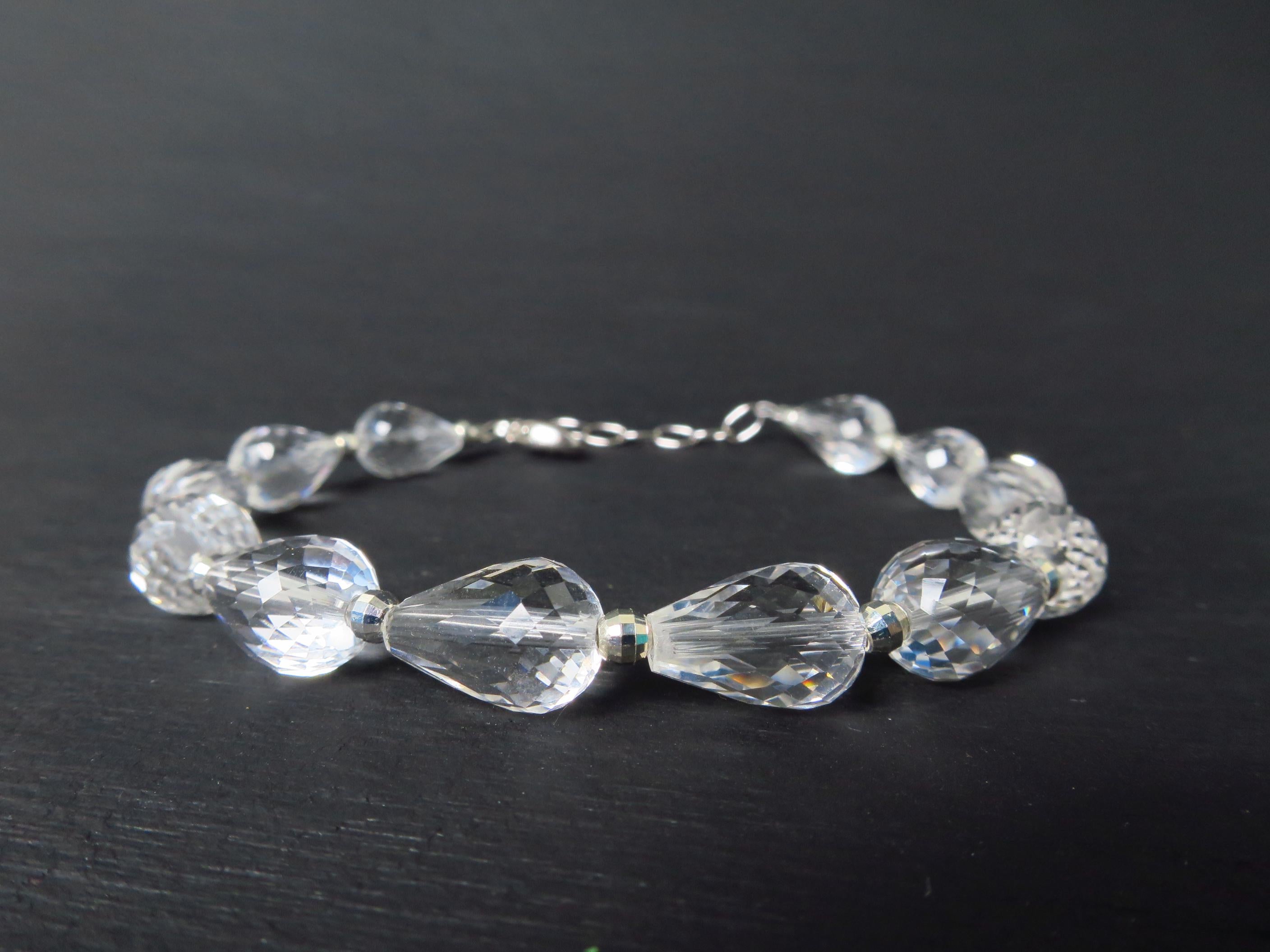 Bergkristall Armband Edelstein Tropfen Sterling Silber