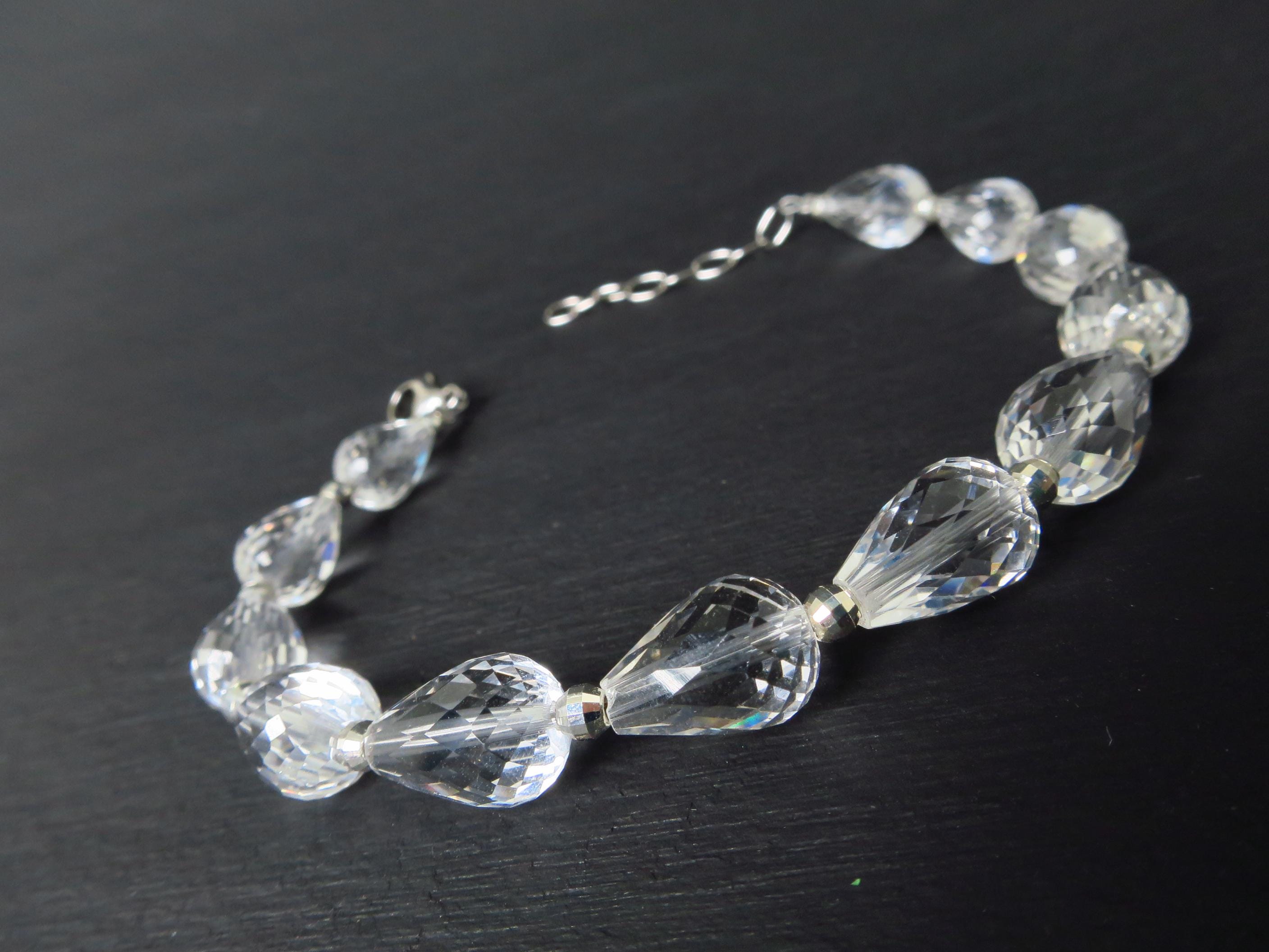 Bergkristall Armband Edelstein Tropfen Sterling Silber