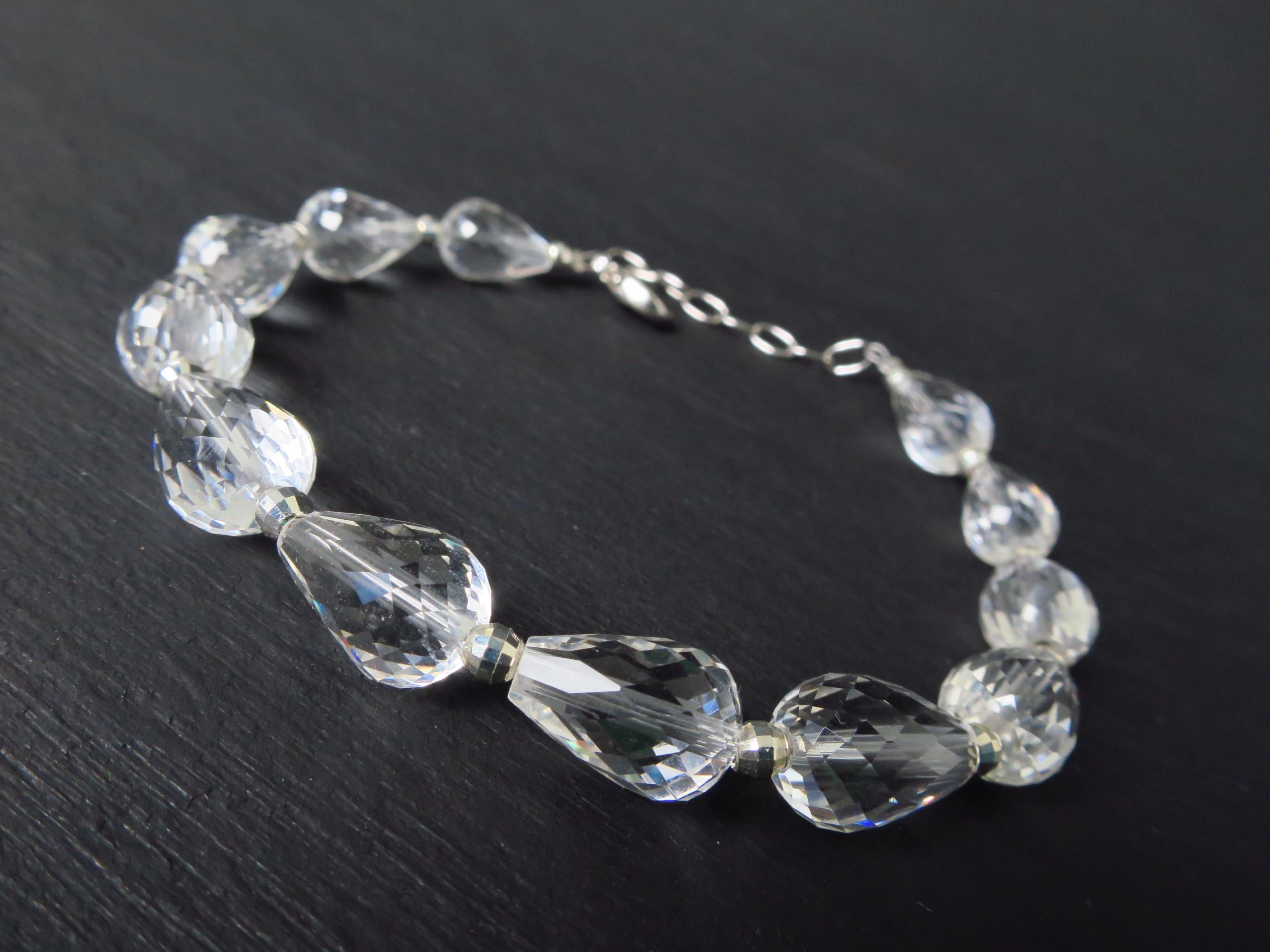 Bergkristall Armband Edelstein Tropfen Sterling Silber