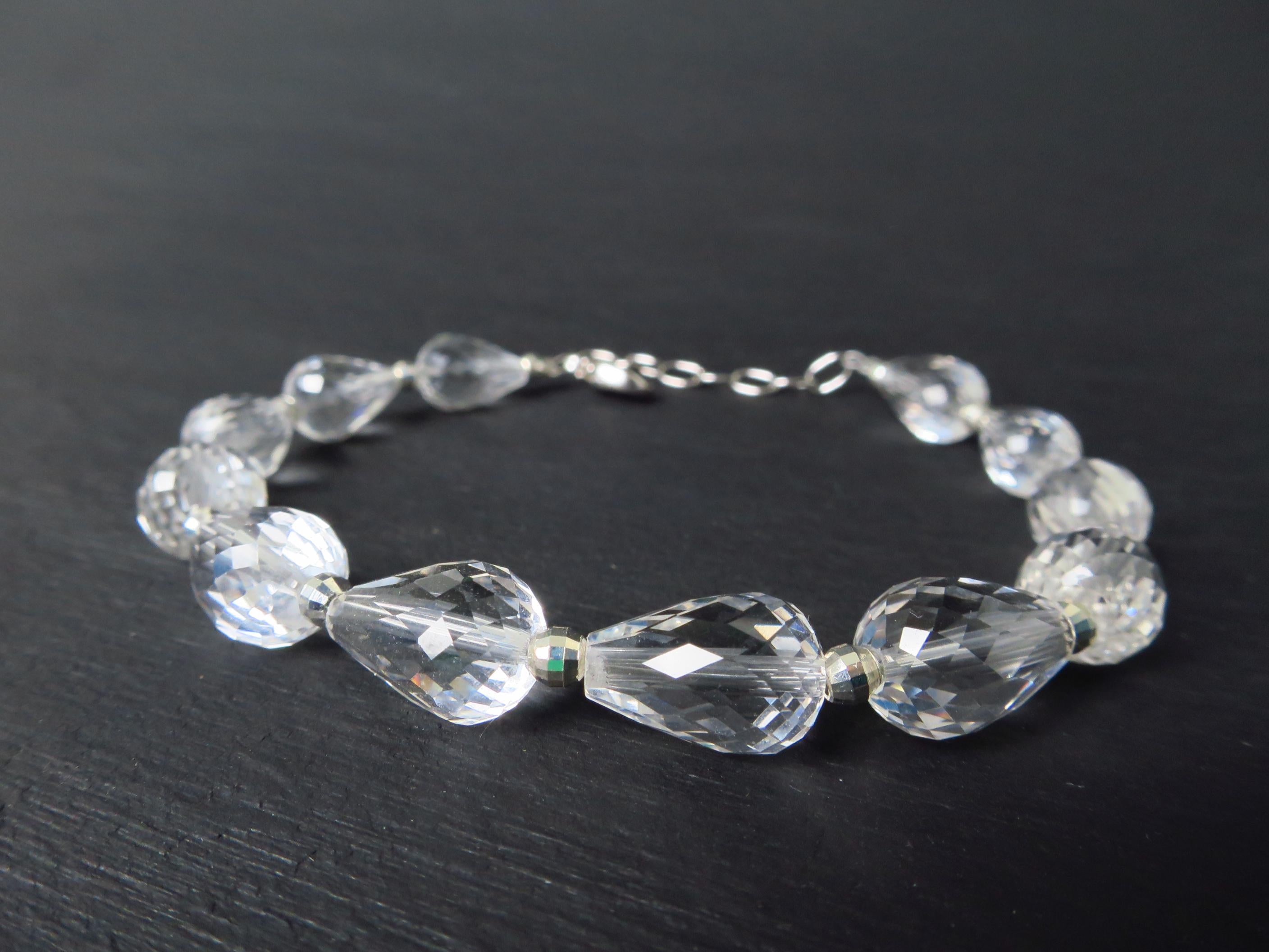 Bergkristall Armband Edelstein Tropfen Sterling Silber