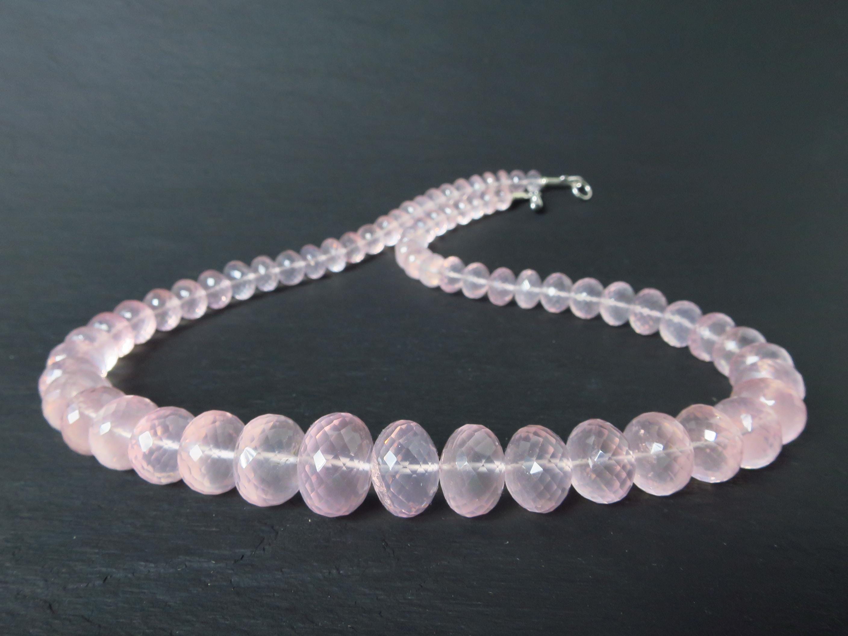 Rosenquarz Kette facettiert rosa 55cm Sterling Silber