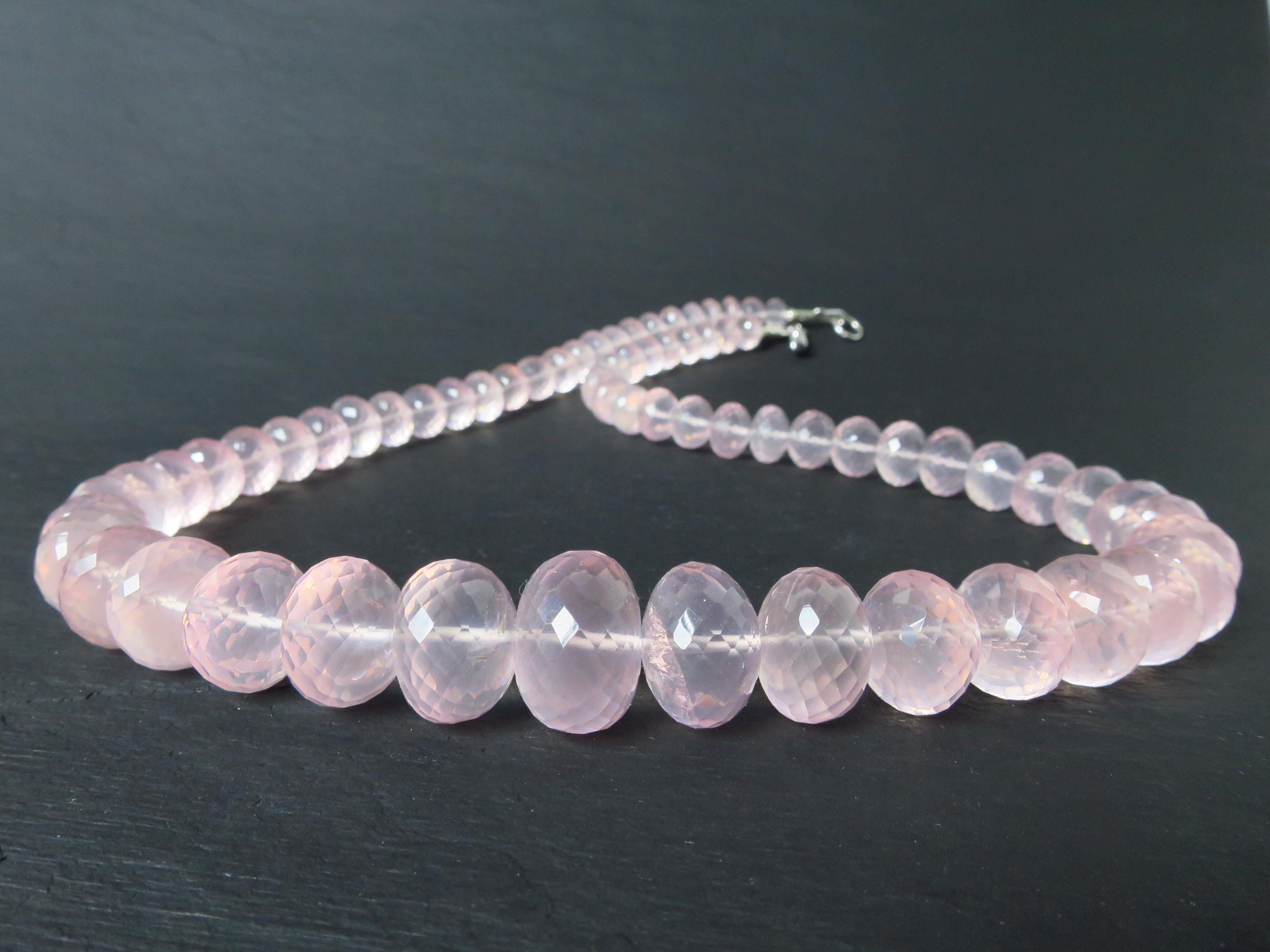 Rosenquarz Kette facettiert rosa 55cm Sterling Silber