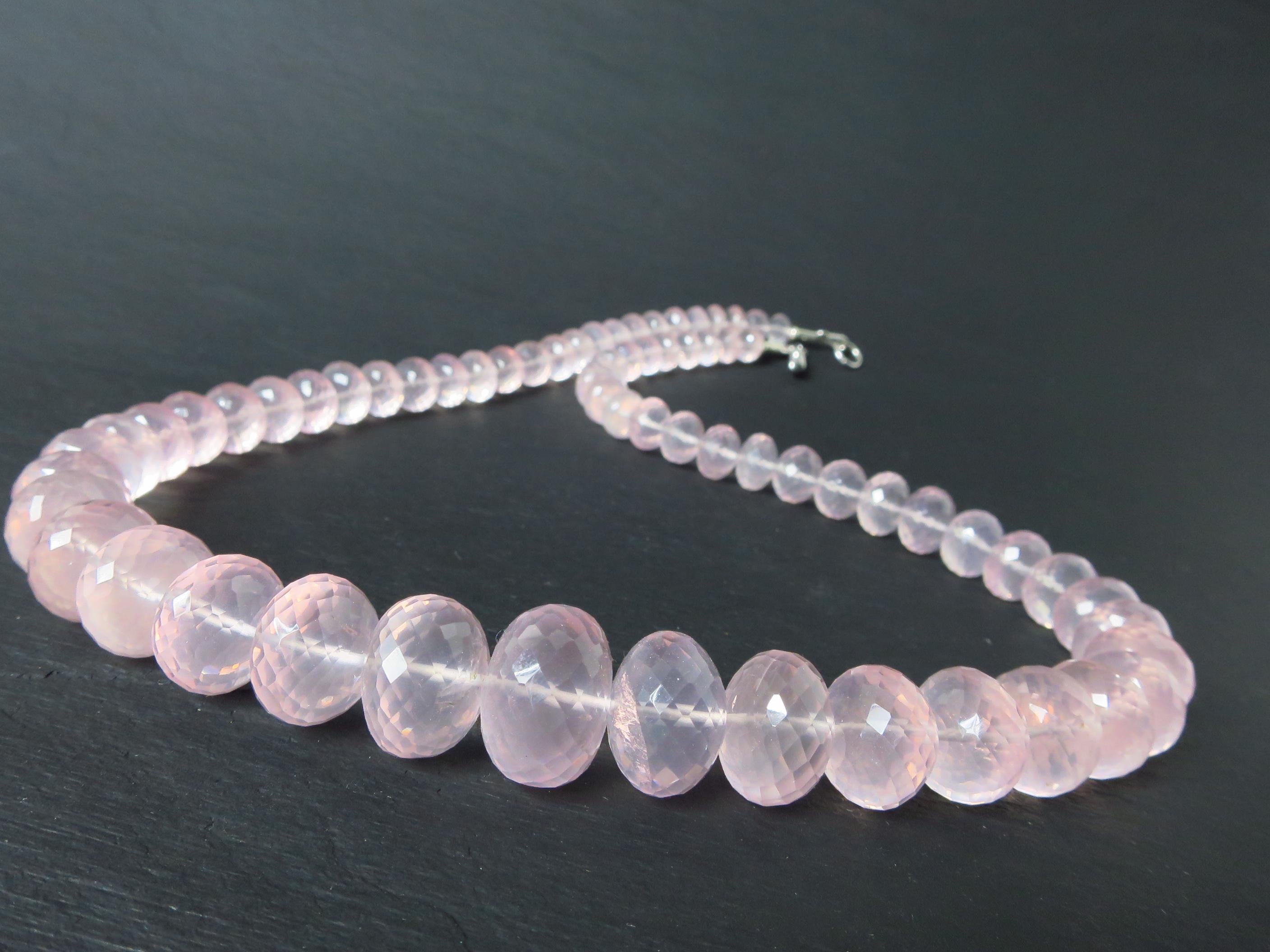 Rosenquarz Kette facettiert rosa 55cm Sterling Silber
