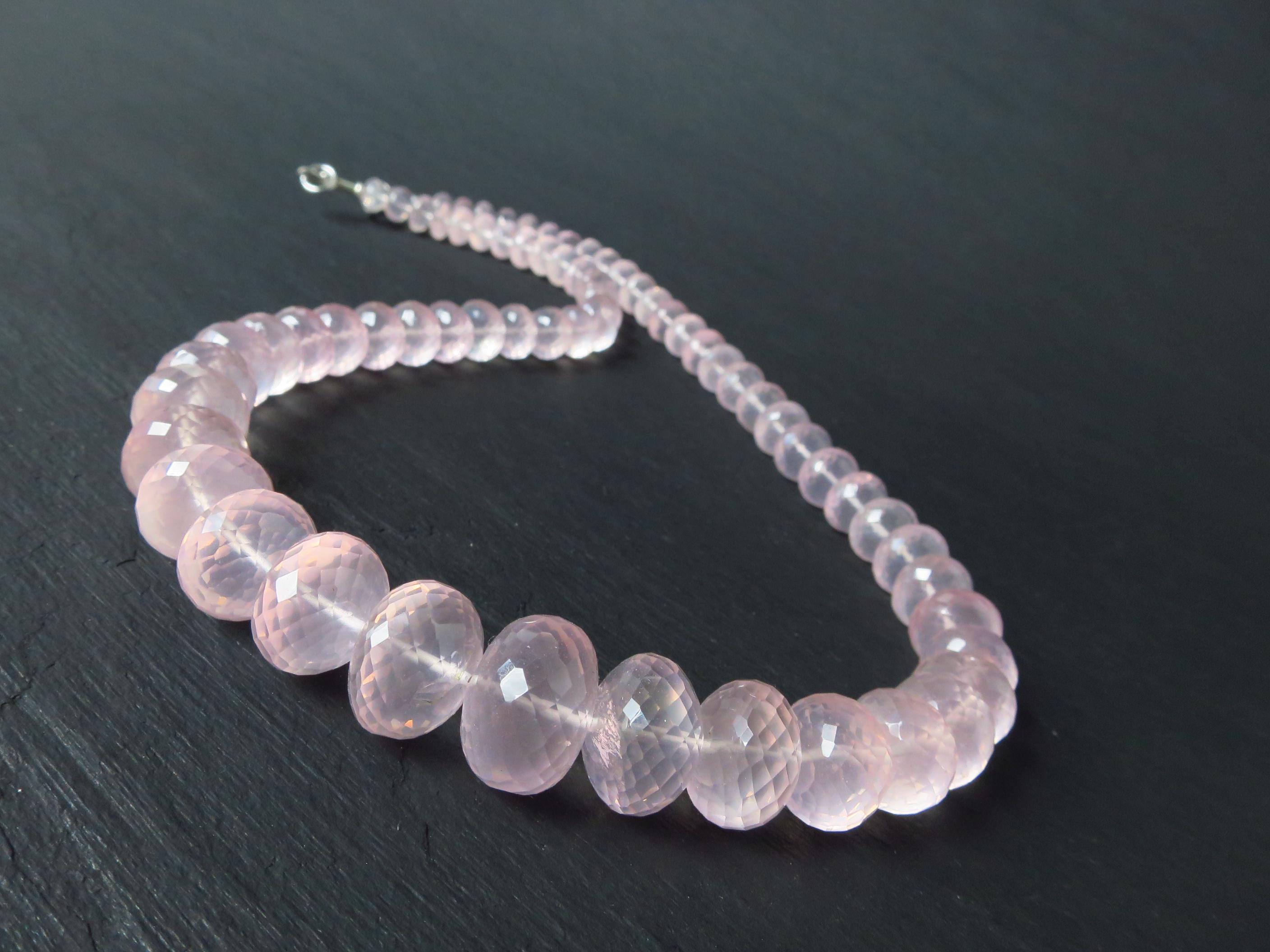 Rosenquarz Kette facettiert rosa 55cm Sterling Silber