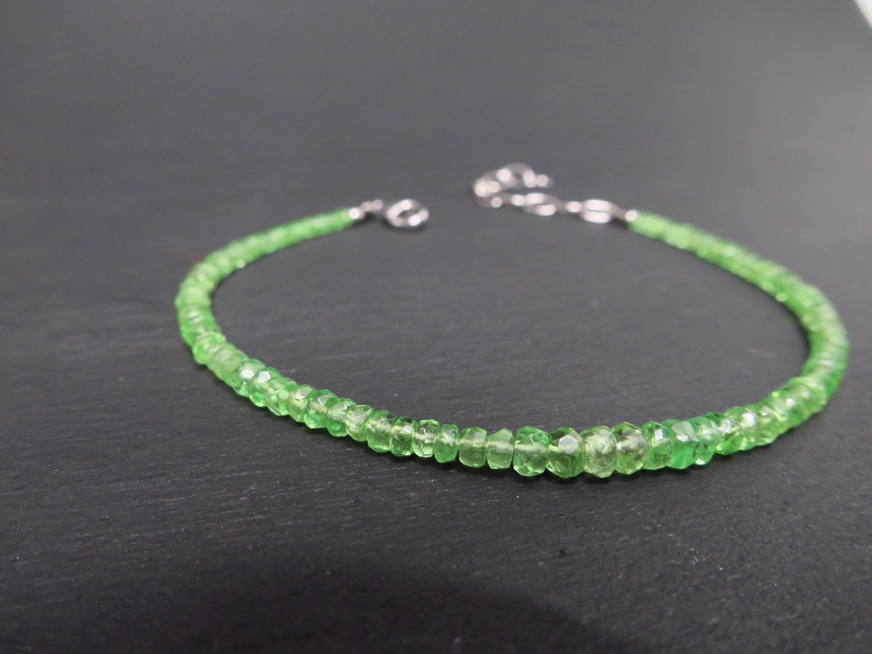 Tsavorit Armband facettiert mit 925 Silber Verschluss